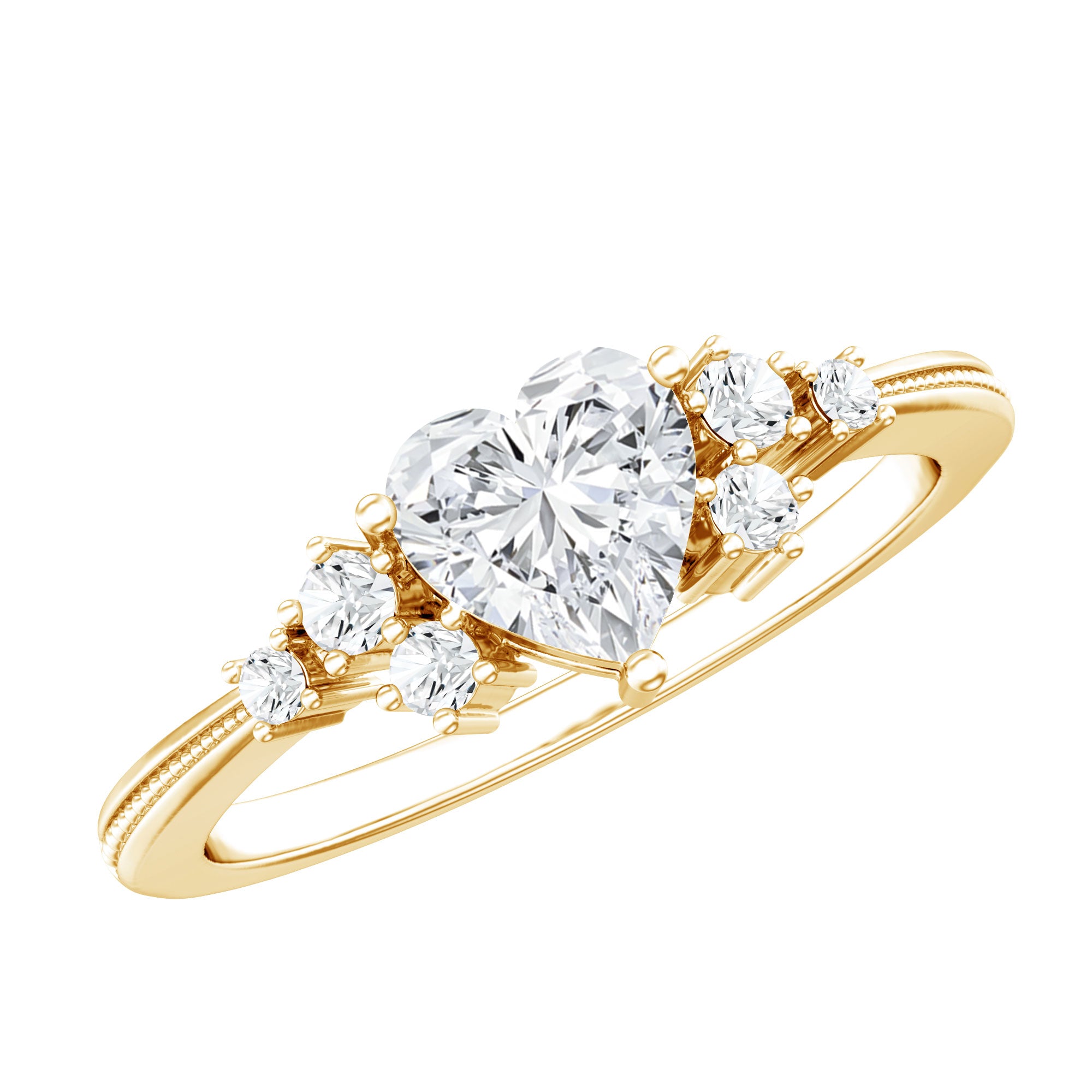 Rosec Jewels-Lab Grown Diamond 6 MM Heart Shaped Engagement Ring