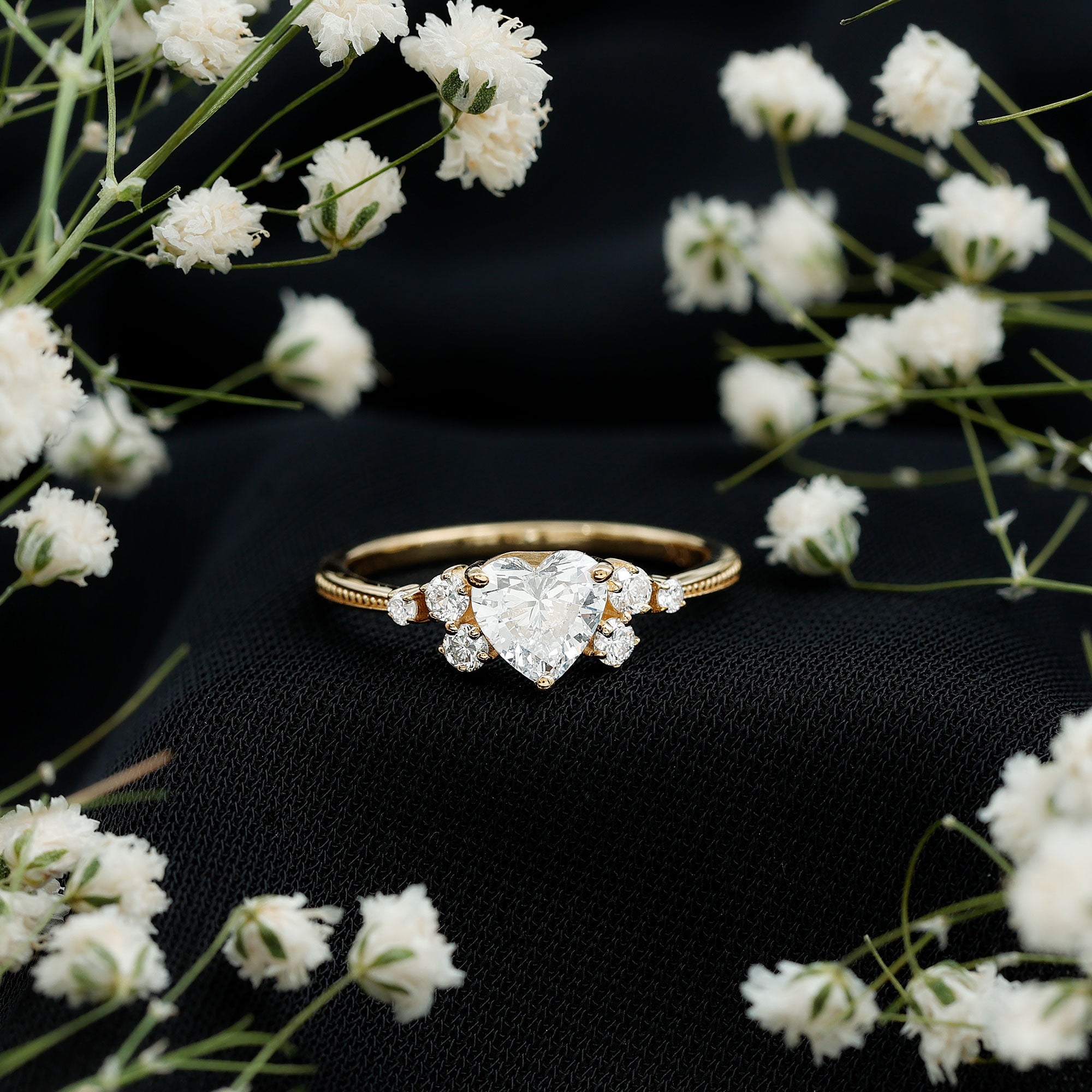 Rosec Jewels-Lab Grown Diamond 6 MM Heart Shaped Engagement Ring