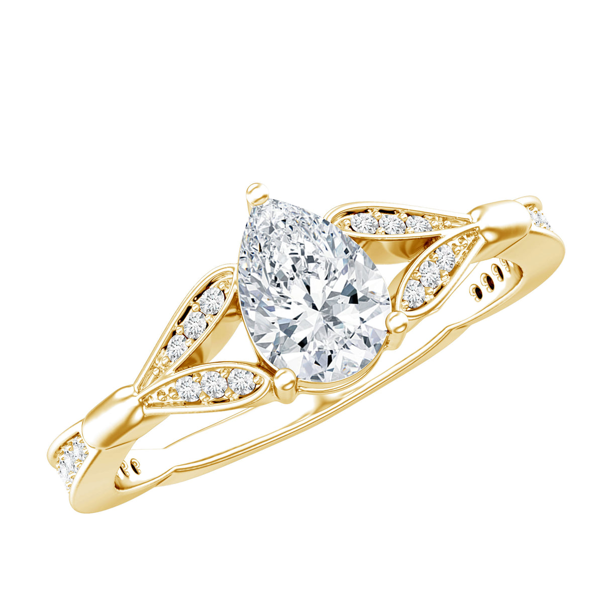 Lab Grown Diamond Teardrop Split Shank Engagement Ring Lab - ( EF-VS ) - Rosec Jewels