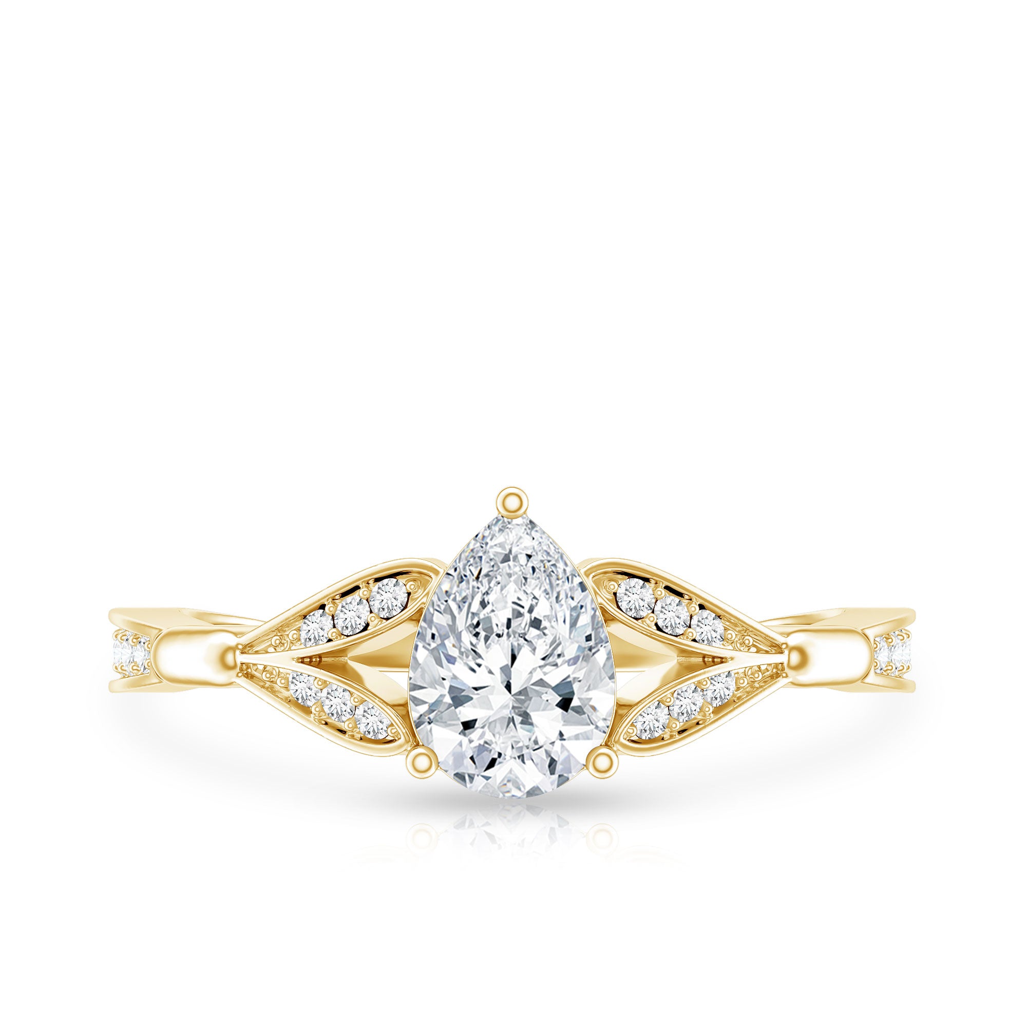 Lab Grown Diamond Teardrop Split Shank Engagement Ring Lab - ( EF-VS ) - Rosec Jewels