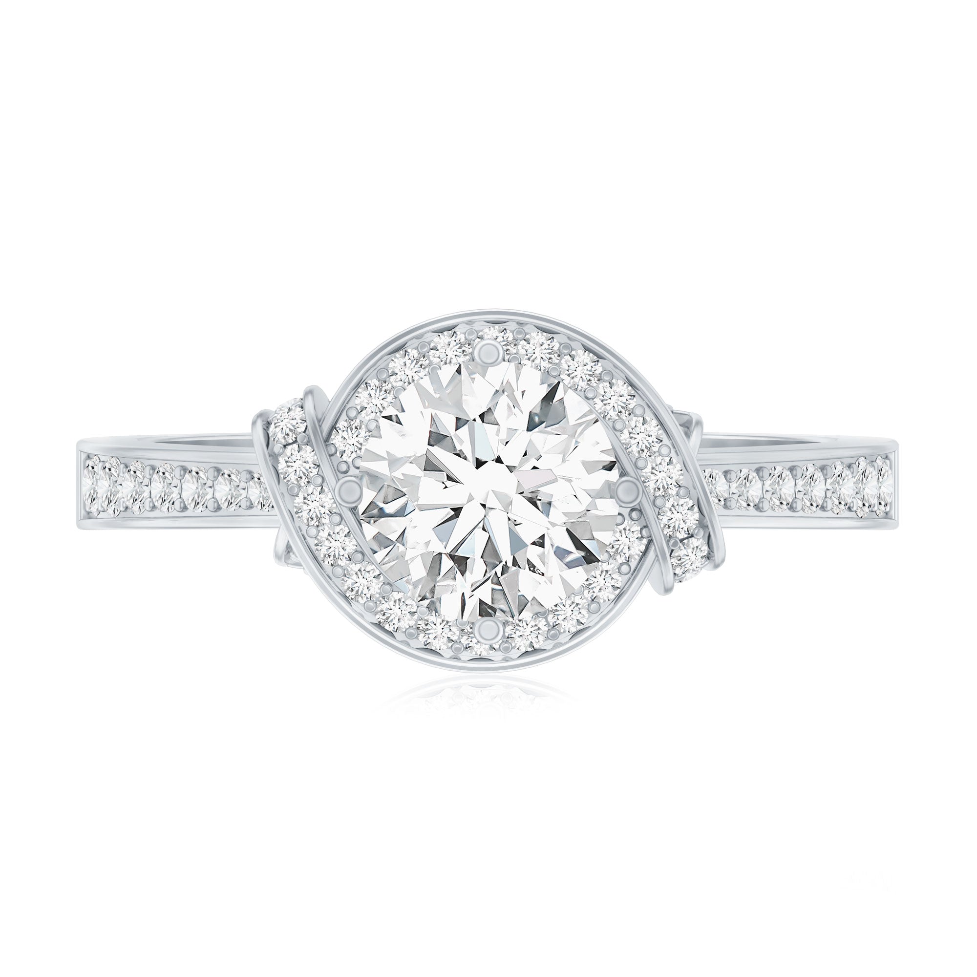 1 Carat Lab Grown Diamond Designer Halo Engagement Ring Lab - ( EF-VS ) - Rosec Jewels