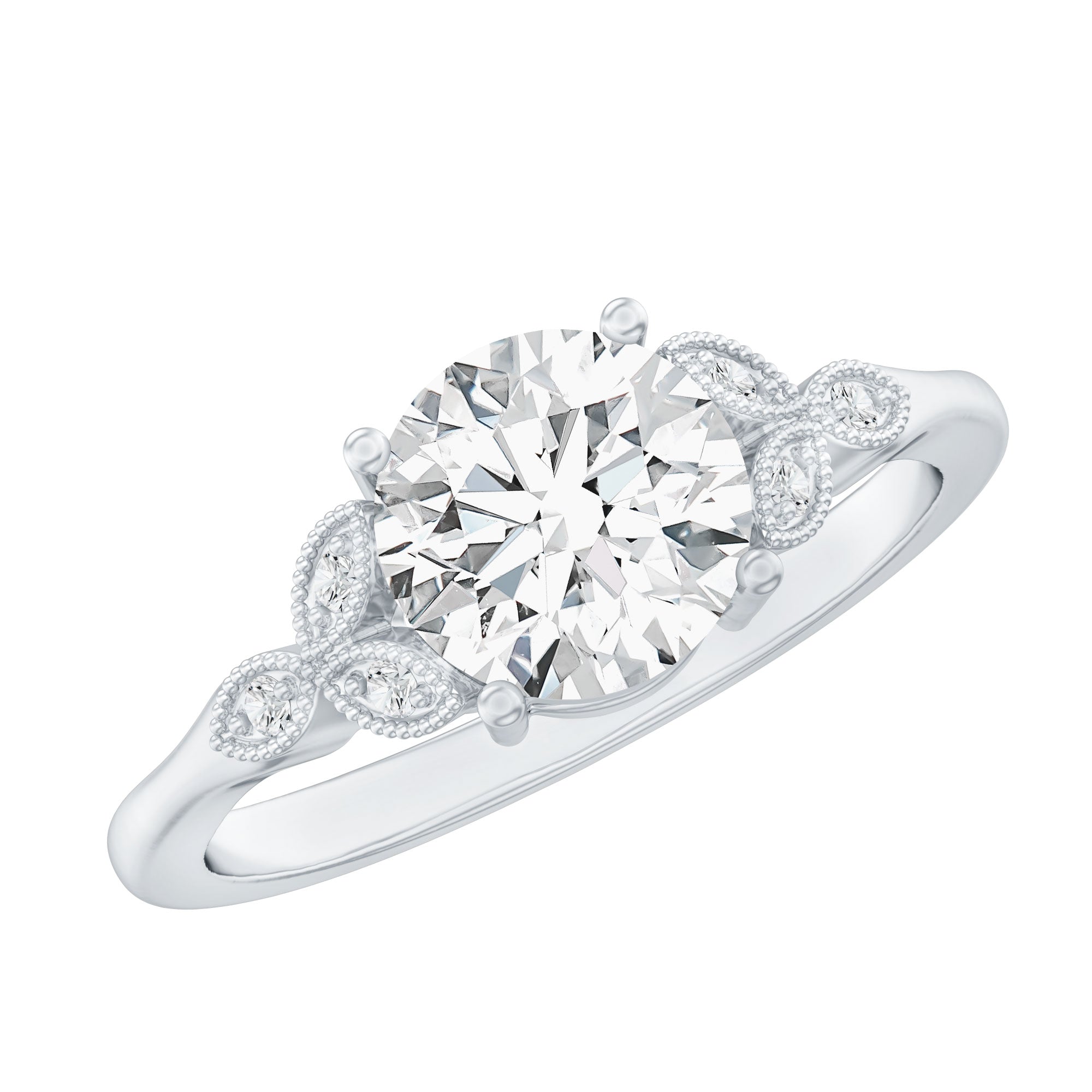 8 MM Round Lab Grown Diamond Vine Engagement Ring