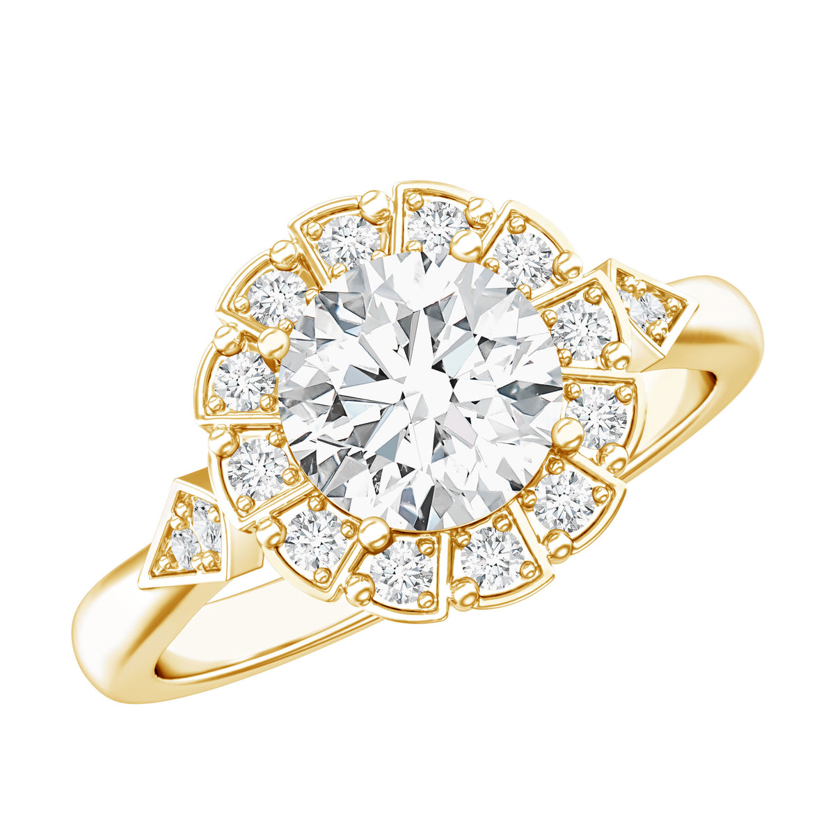 IGI Certified 2 Carat Lab Grown Diamond Flower Halo Engagement Ring Lab - ( E-VS1 ) - Rosec Jewels