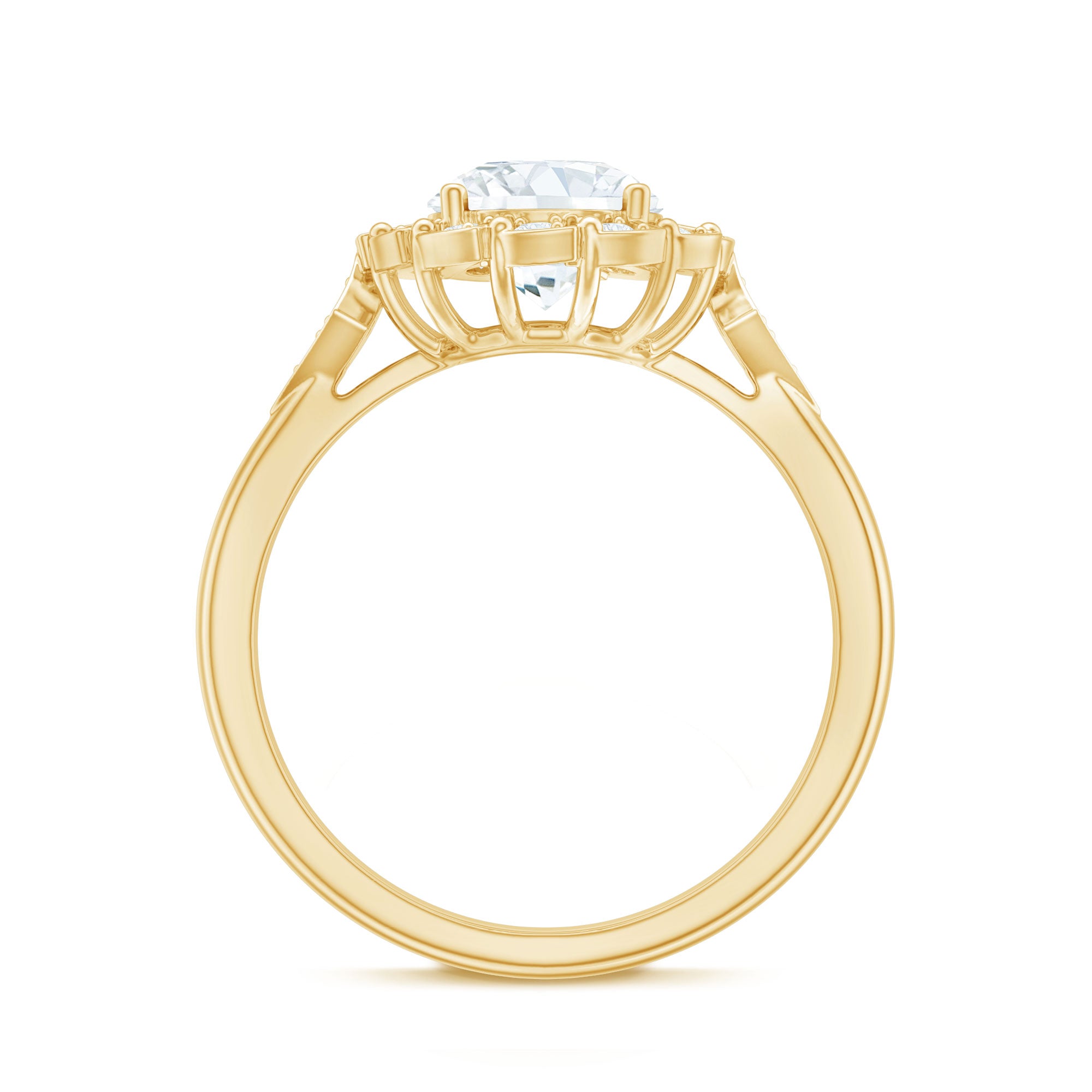Certified 8 MM Lab Grown Diamond Flower Halo Engagement Ring Lab - ( EF-VS ) - Rosec Jewels