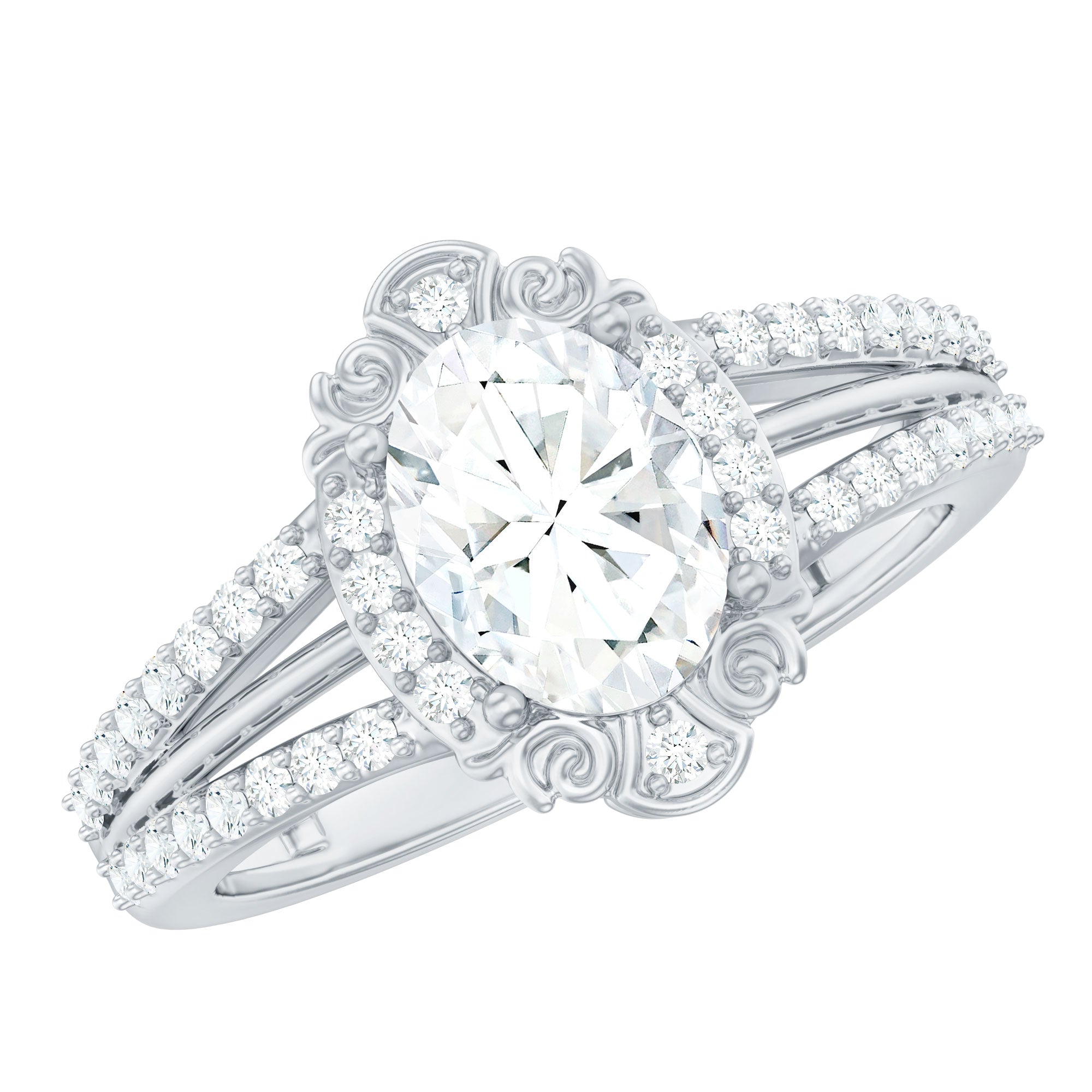 6X8 MM Oval Lab Grown Diamond Vintage Engagement Ring For Women