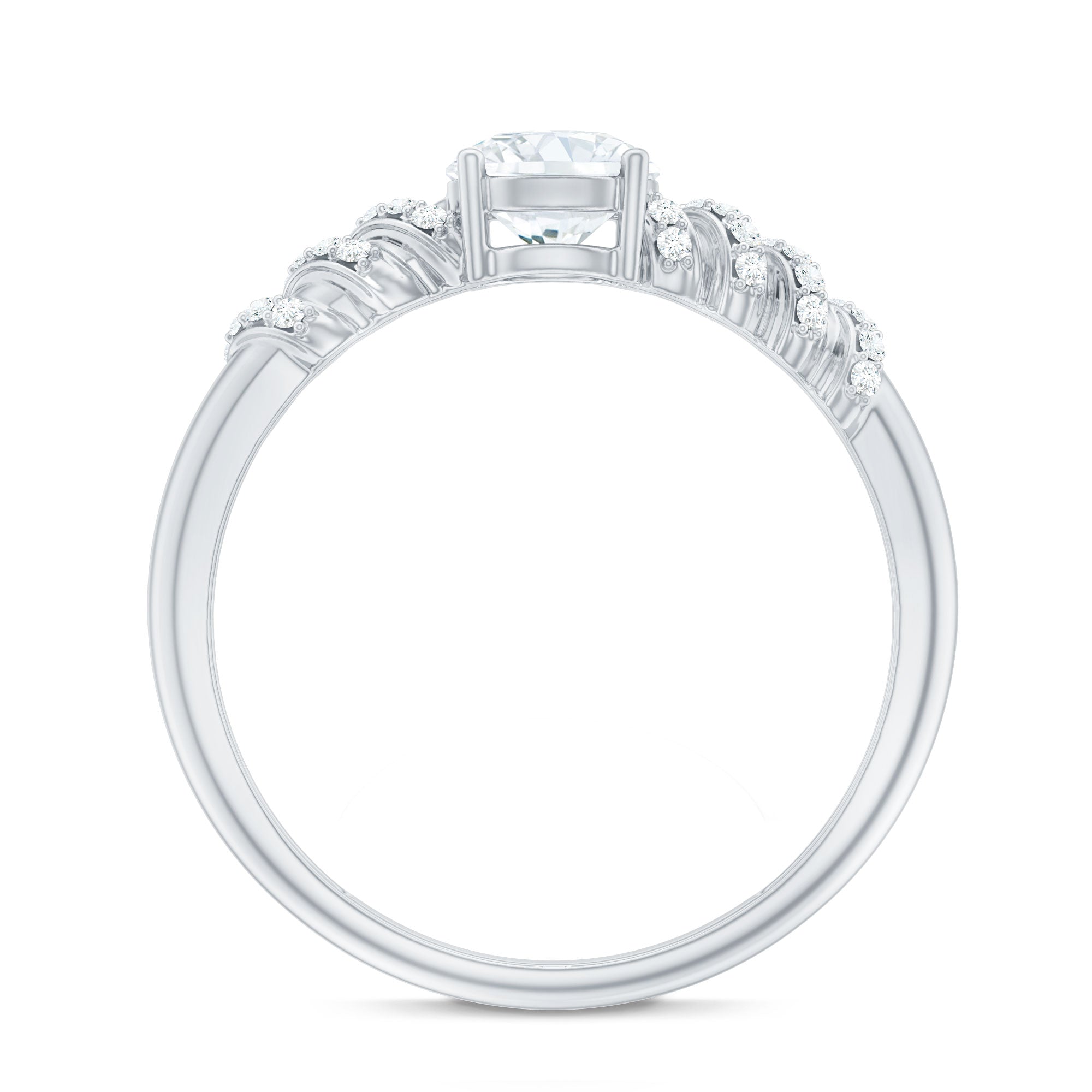 6 MM Lab Grown Diamond Designer Engagement Ring With Side Stones Lab - ( EF-VS ) - Rosec Jewels