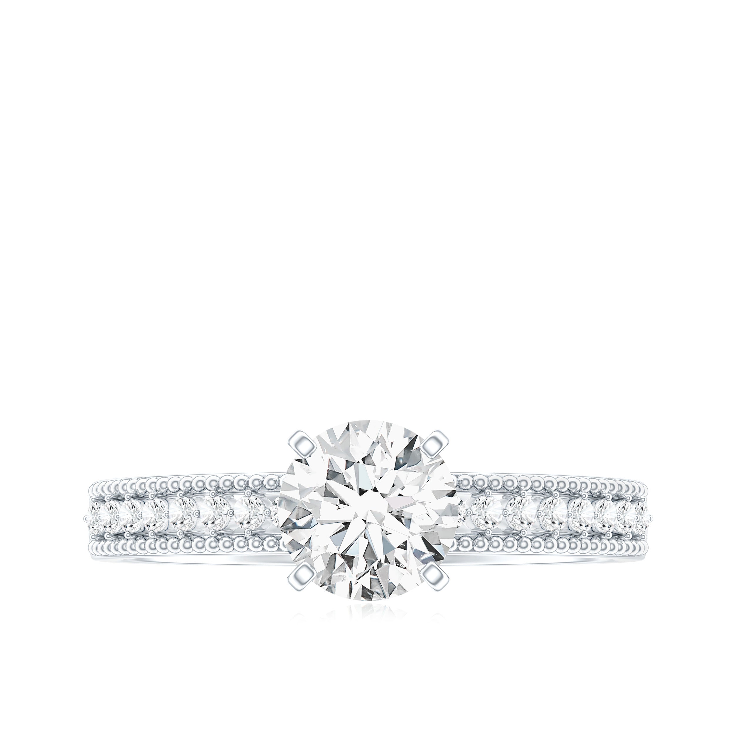 Certified 6 MM Lab Grown Diamond Engagement Ring with Side Stones Lab - ( EF-VS ) - Rosec Jewels