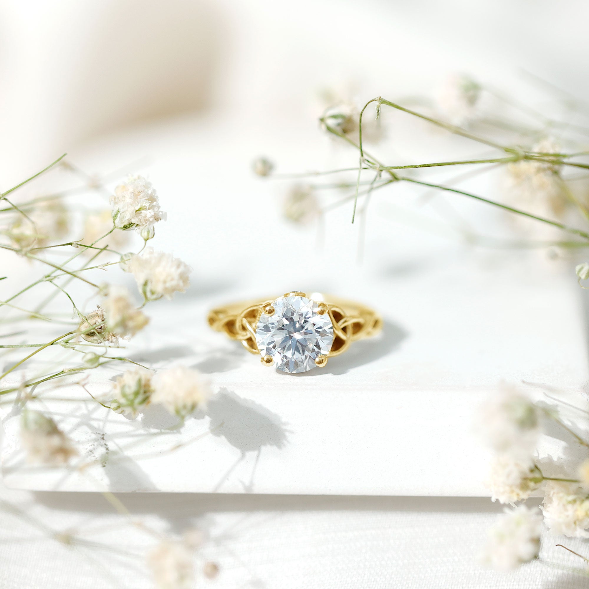 Certified 8 MM Round Lab Grown Diamond Celtic Engagement Ring Lab - ( EF-VS ) - Rosec Jewels