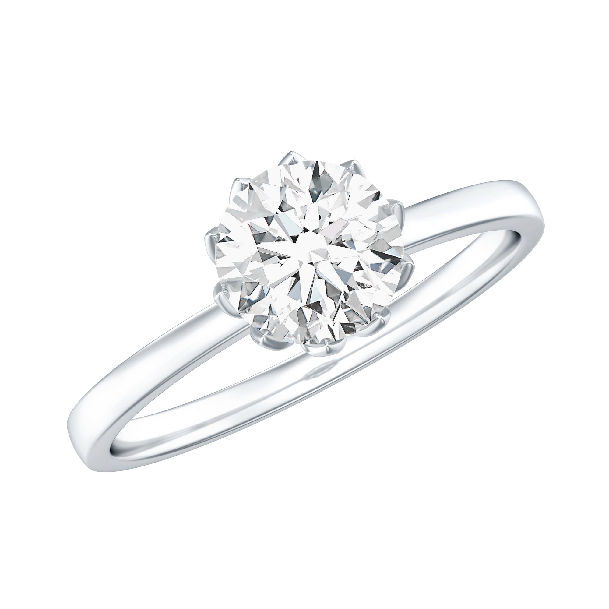Lab Grown Diamond 6 MM Round Cut Engagement Ring
