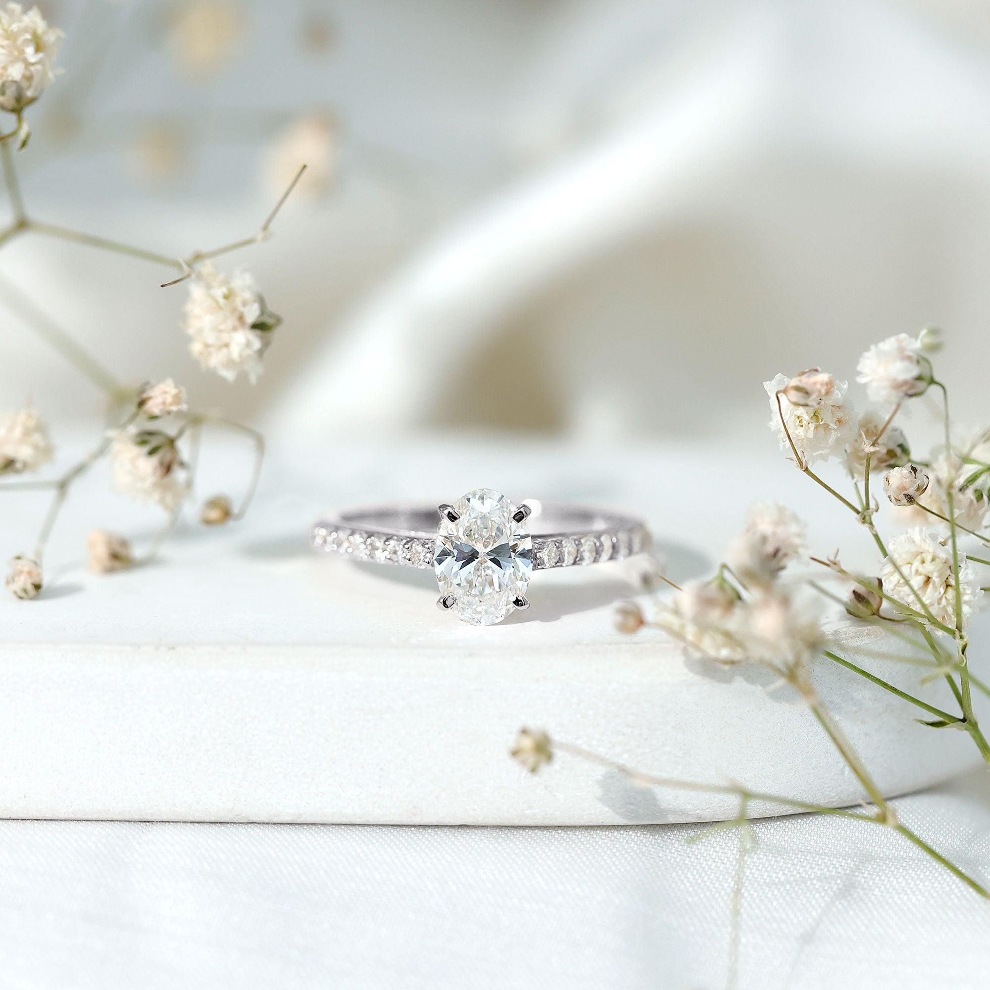 Certified Lab Grown Diamond 2 Carat Engagement Ring With Side Stones Lab - ( EF-VS ) - Rosec Jewels