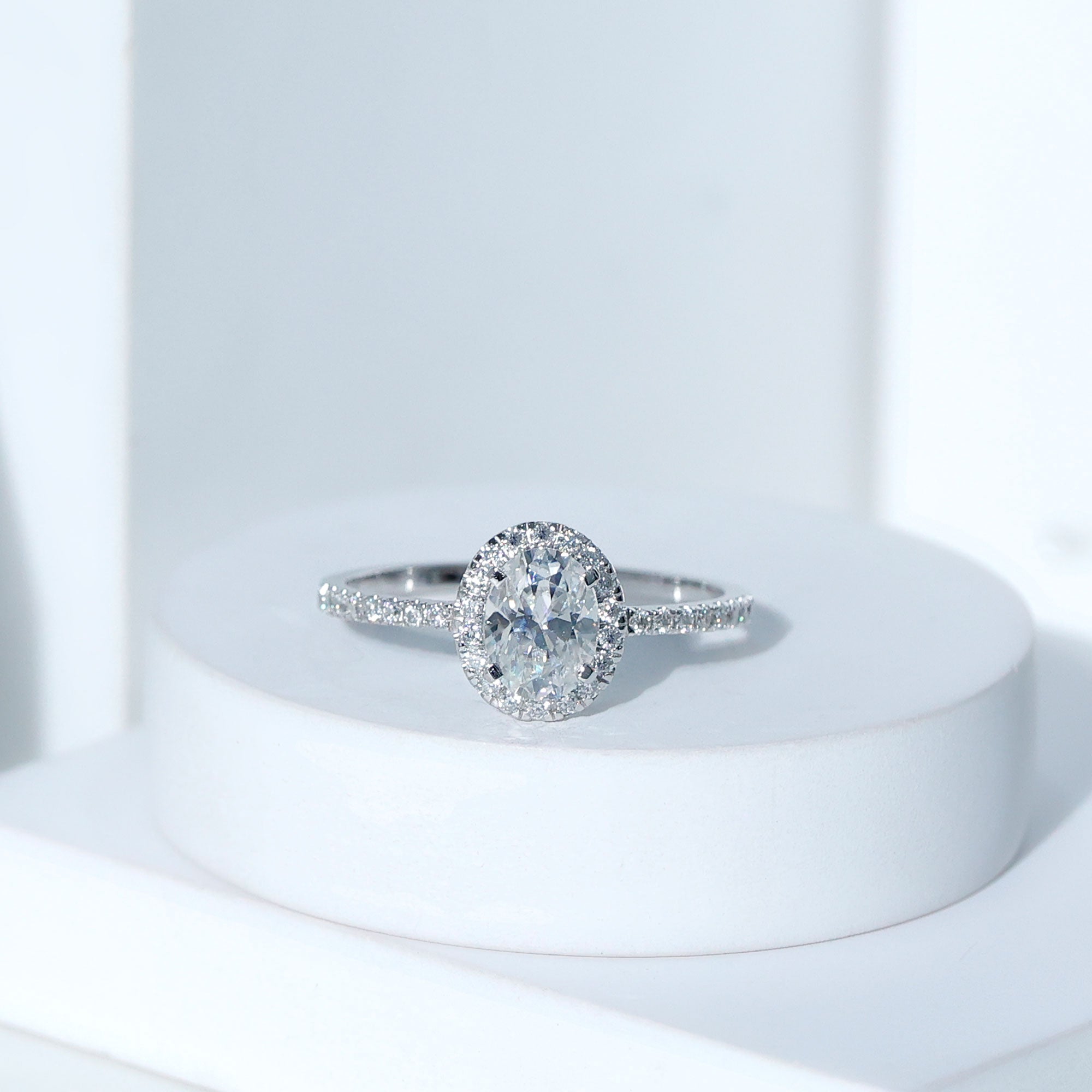 Rosec Jewels-Certified Lab Grown Diamond 6X8 MM Oval Engagement Ring With Side Stones