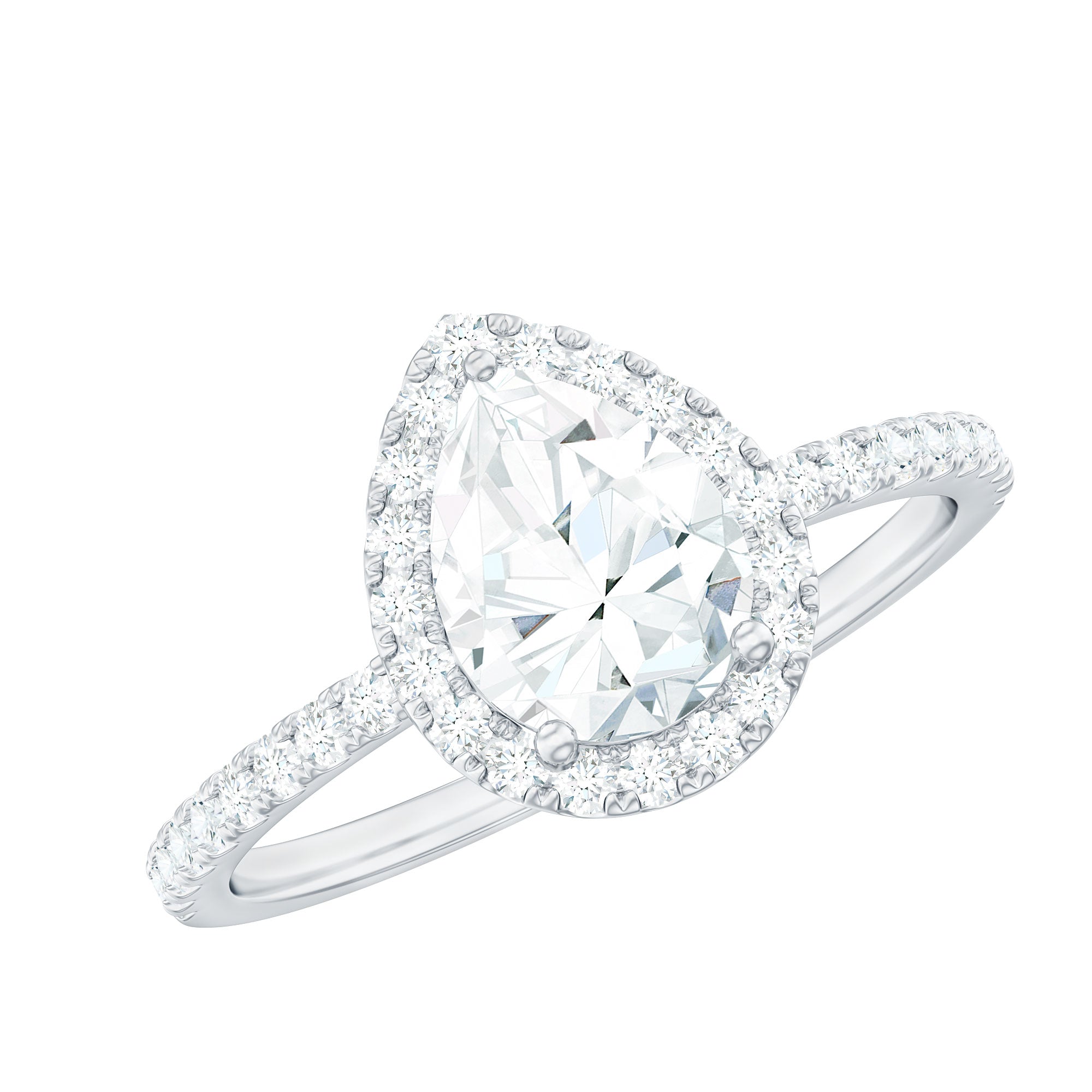 Certified Lab Grown Diamond Pear Halo Engagement Ring