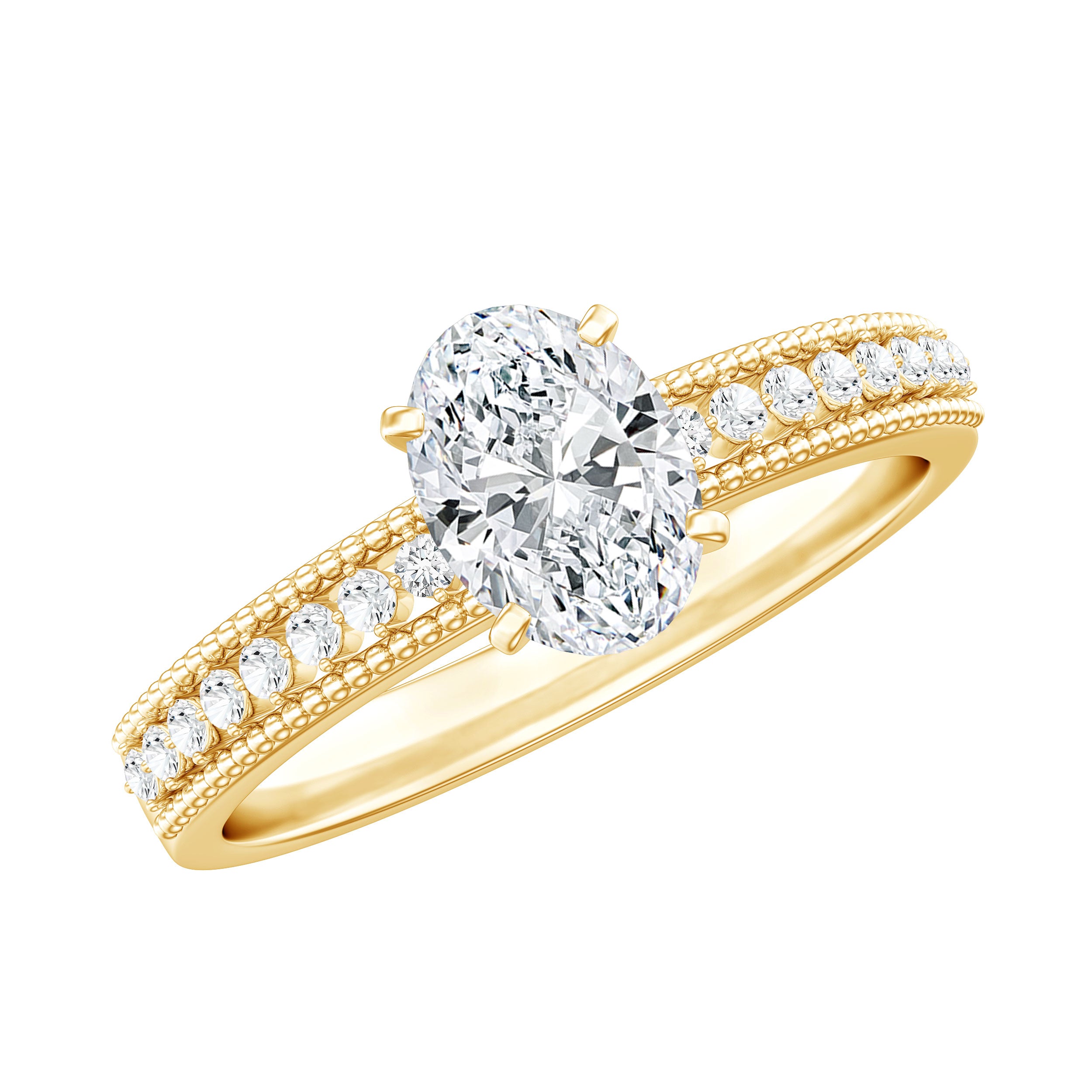 Certified 5X7 MM Oval Lab Grown Diamond Vintage Inspired Engagement Ring Lab - ( EF-VS ) - Rosec Jewels