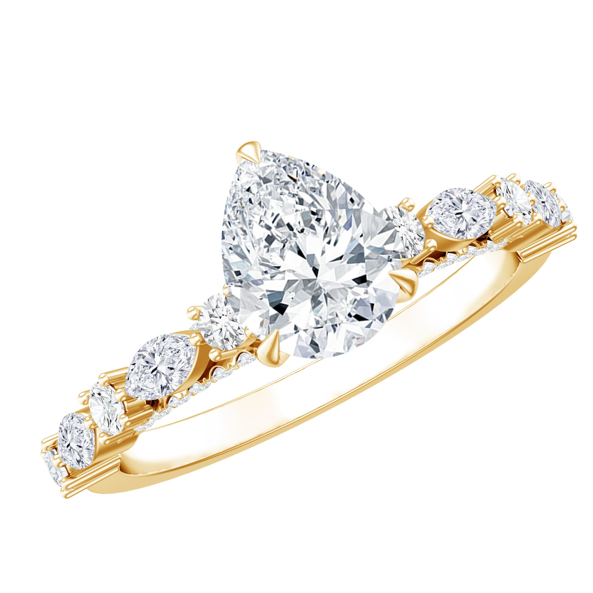 Certified Lab Grown Diamond 6X8 MM Pear Shaped Engagement Ring Lab - ( EF-VS ) - Rosec Jewels