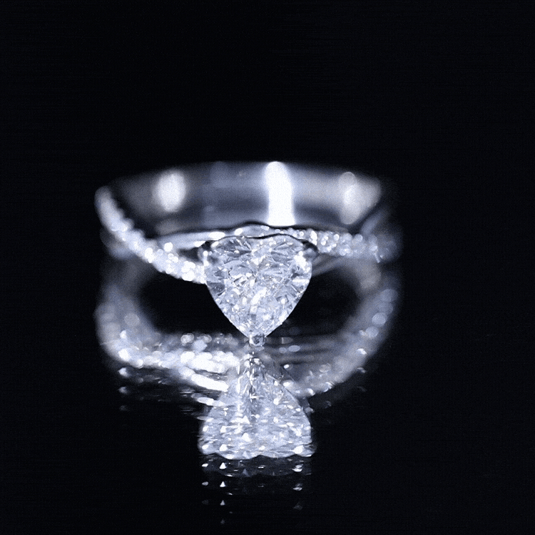 Criss Cross Lab Grown Diamond Heart Engagement Ring Lab - ( EF-VS ) - Rosec Jewels