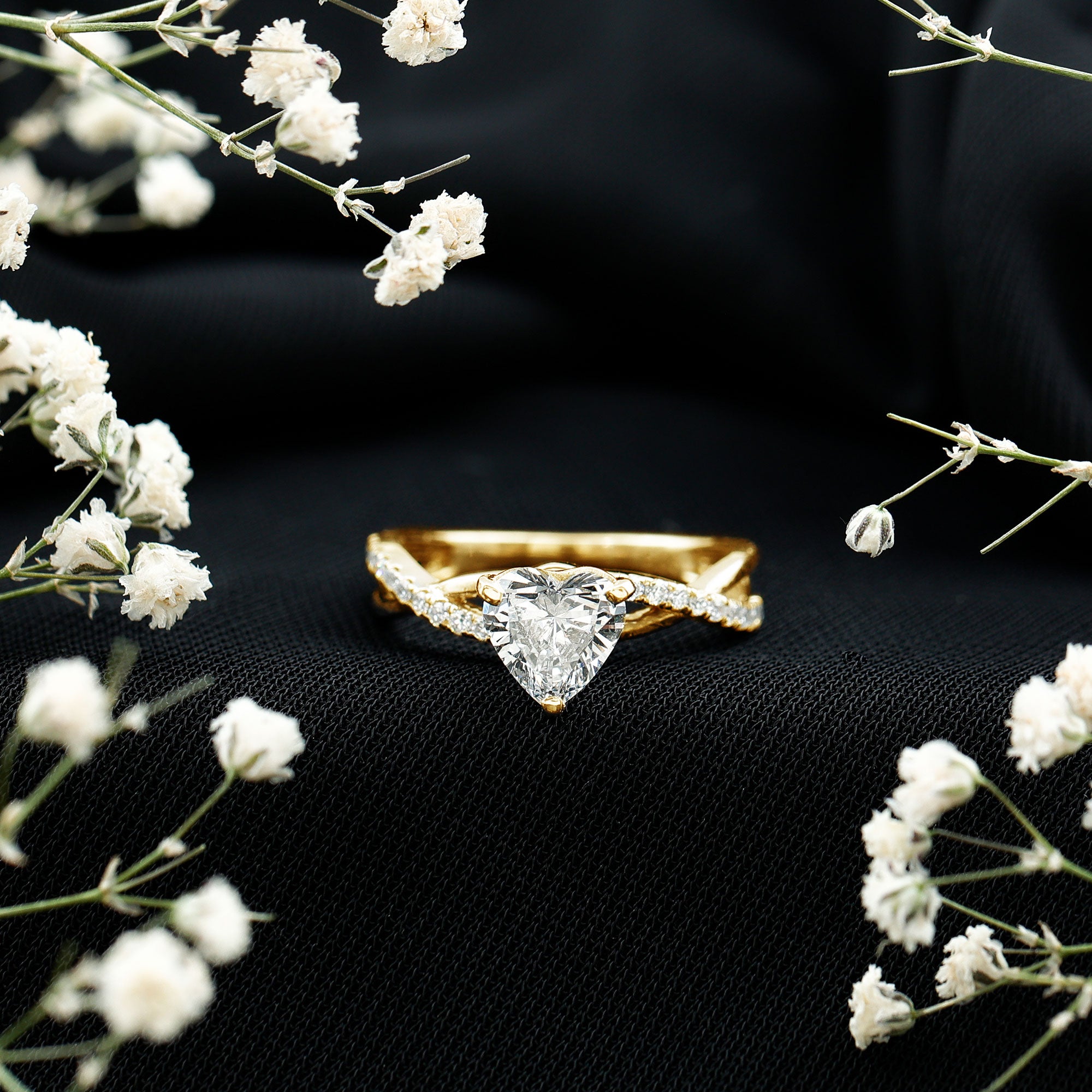 Criss Cross Lab Grown Diamond Heart Engagement Ring Lab - ( EF-VS ) - Rosec Jewels