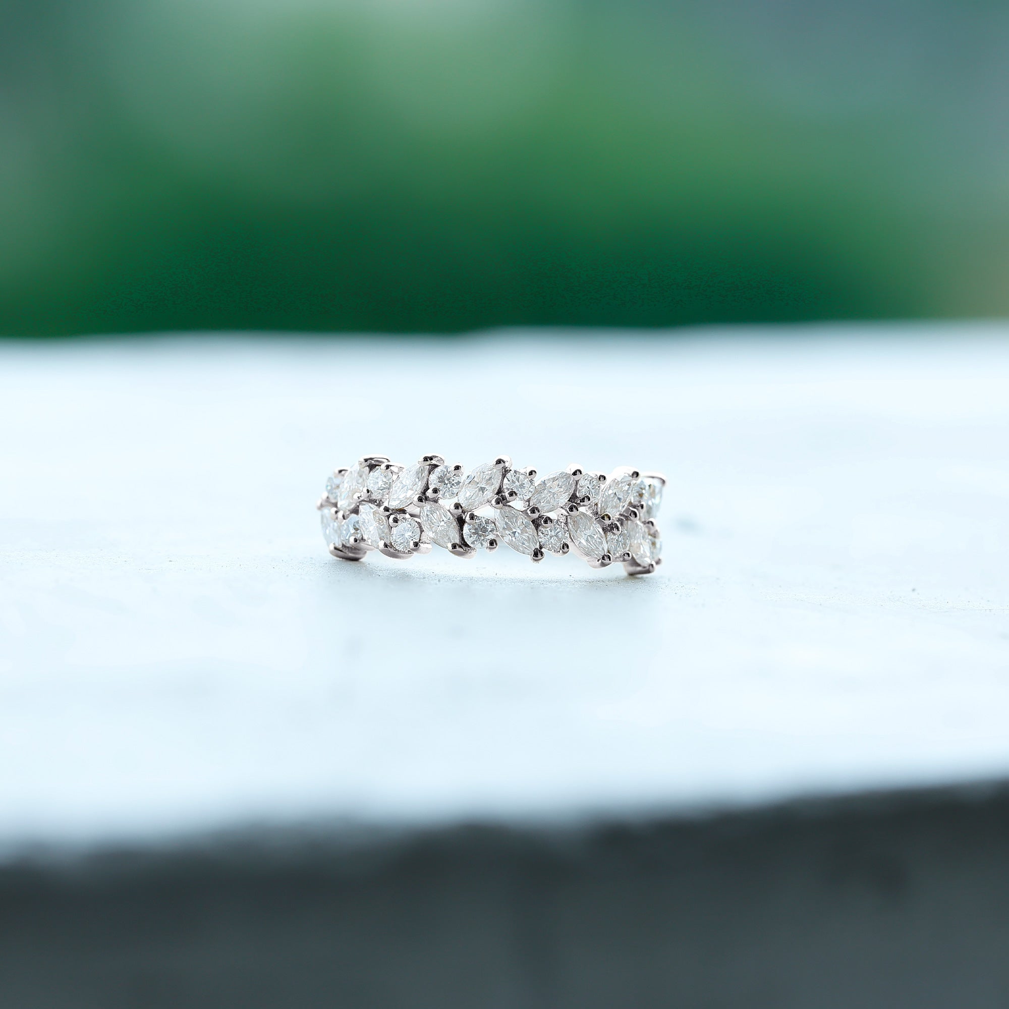Certified Lab Grown Diamond Cluster Half Eternity Band for Women Lab - ( EF-VS ) - Rosec Jewels