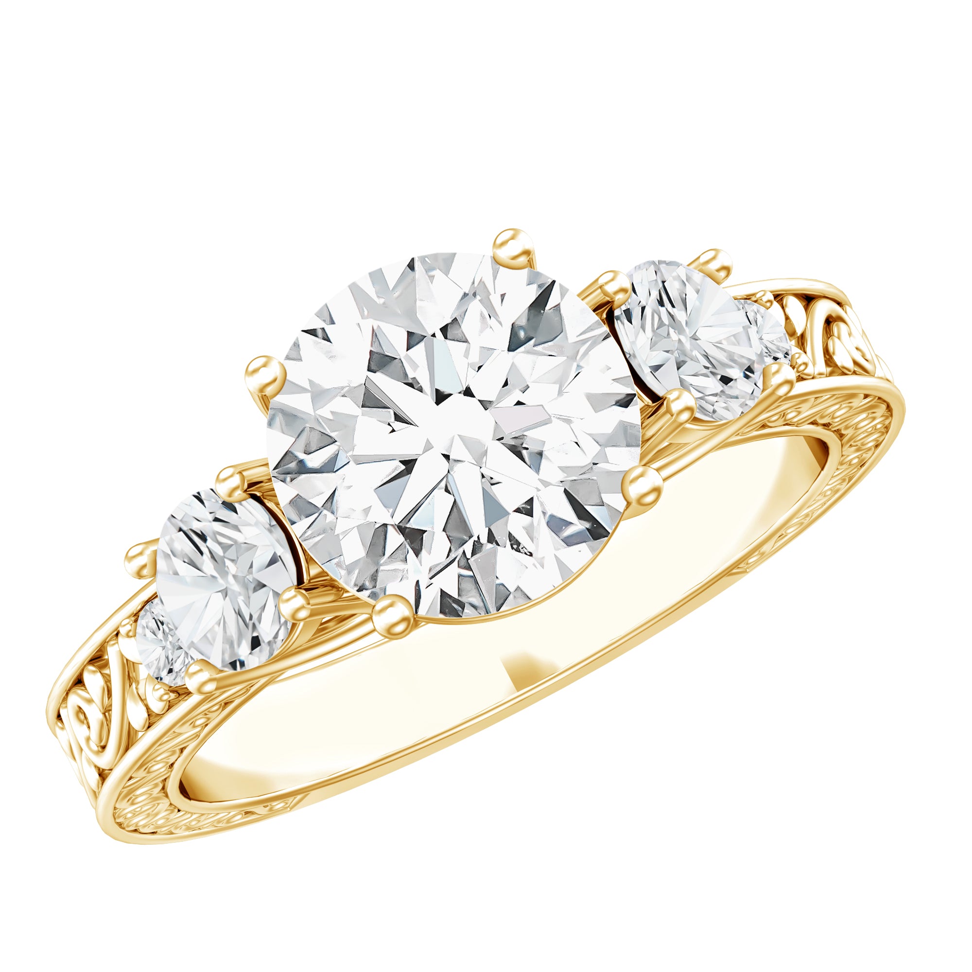 Lab Grown Diamond Vintage Style Engagement Ring Lab - ( EF-VS ) - Rosec Jewels