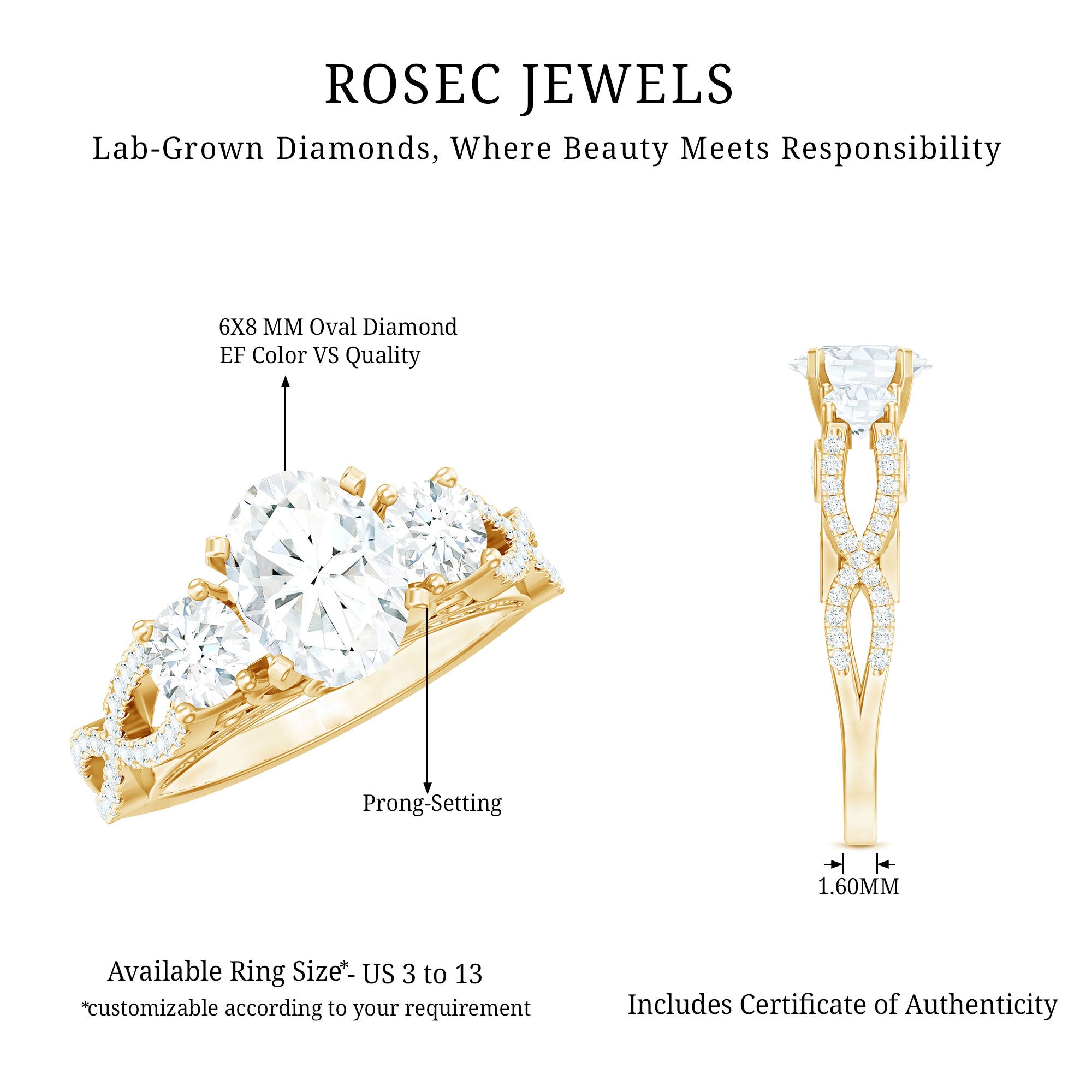 Rosec Jewels-Certified Diamond Vintage Looking Engagement Ring