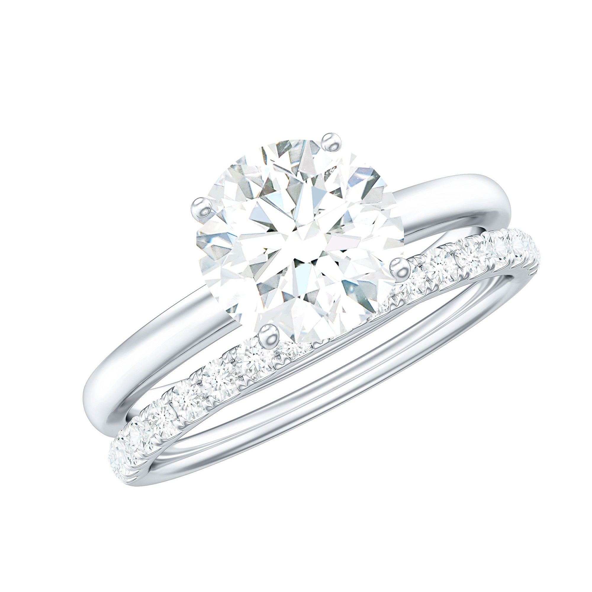 Certified 2 Carat Lab Grown Diamond Solitaire Wedding Ring Set