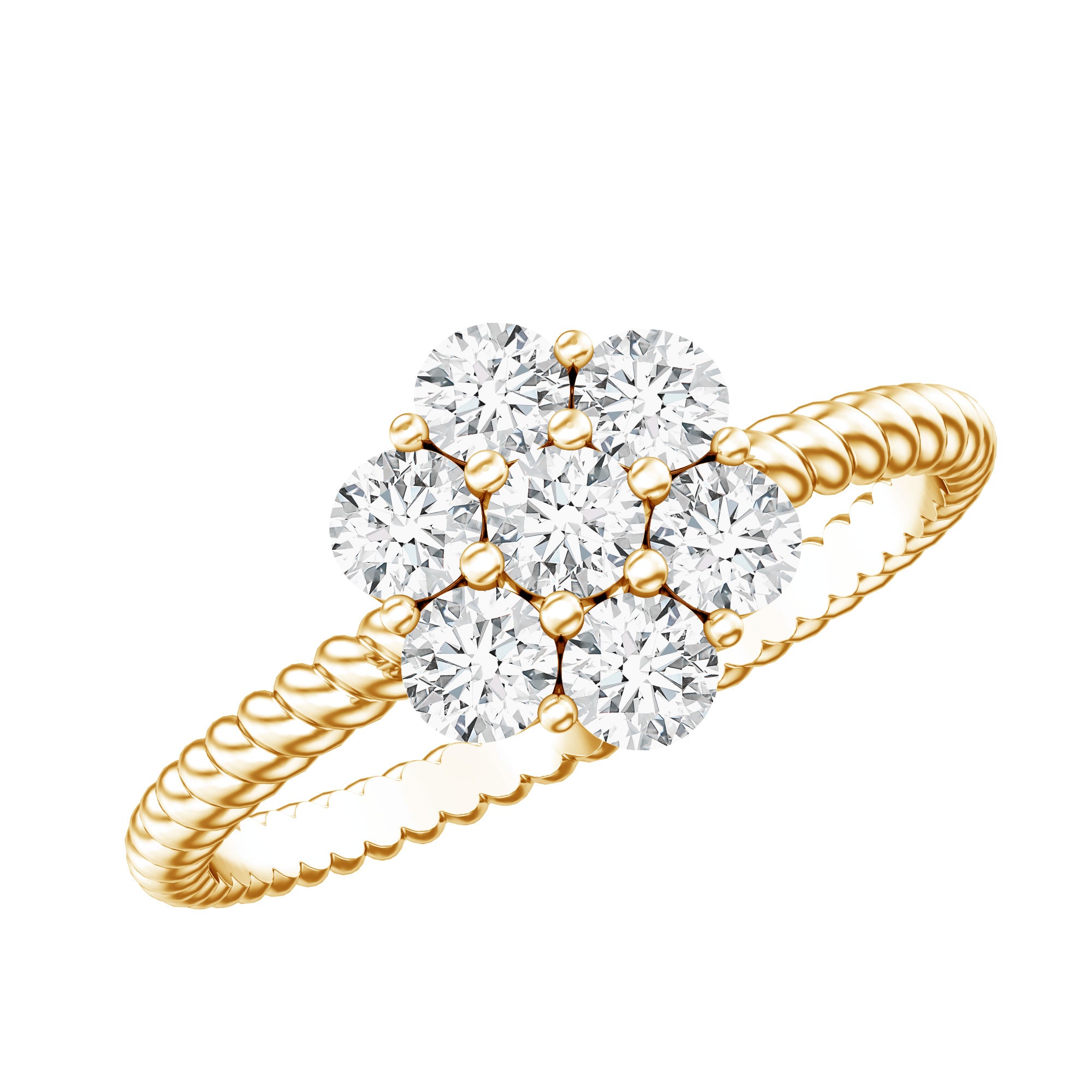 Lab Created Diamond Flower Engagement Ring for Her Lab - ( EF-VS ) - Rosec Jewels
