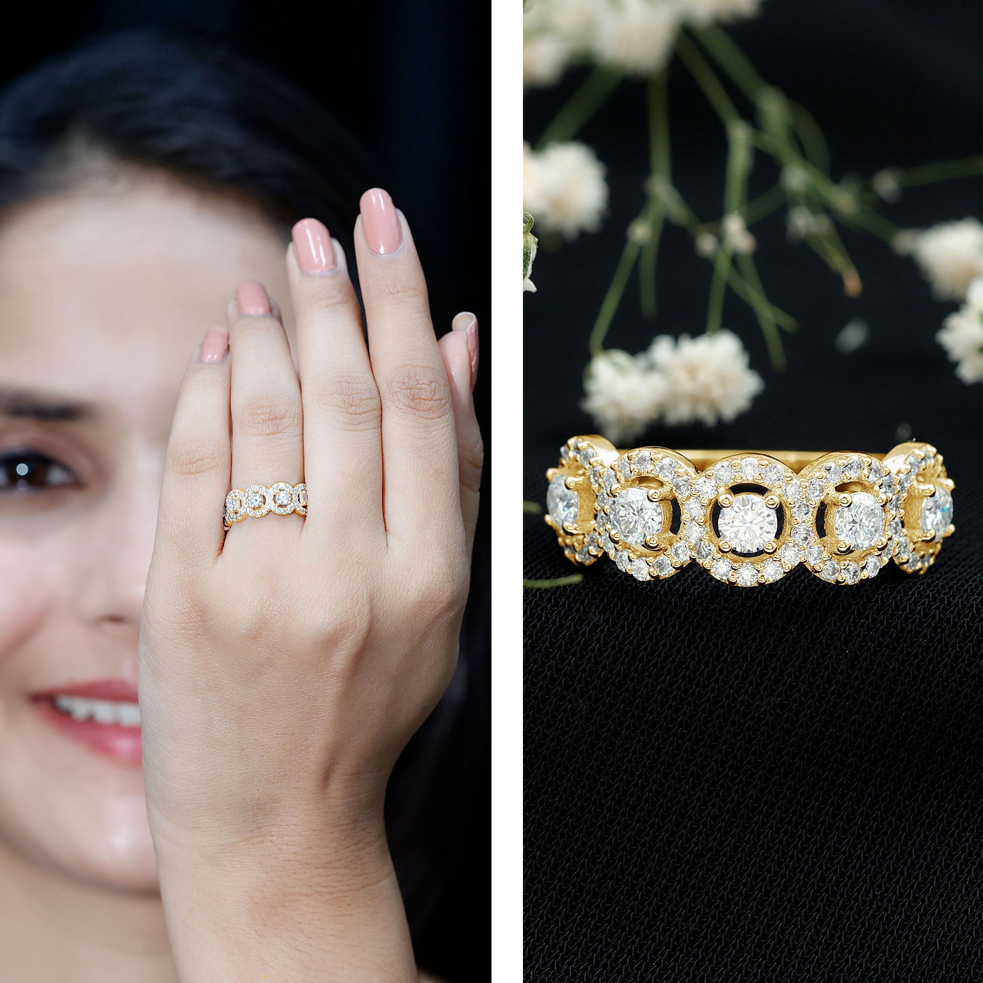 Certified Lab Created Diamond Wedding Band Ring Lab - ( EF-VS ) - Rosec Jewels