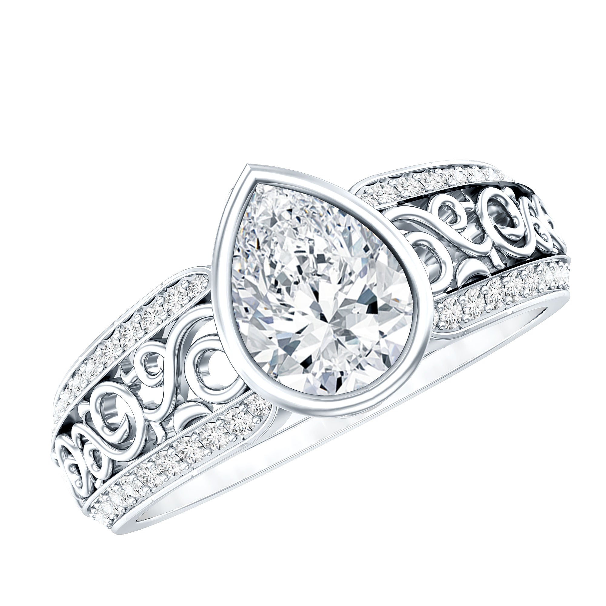 Certified Lab Created Diamond Antique Engagement Ring for Women Lab - ( EF-VS ) - Rosec Jewels