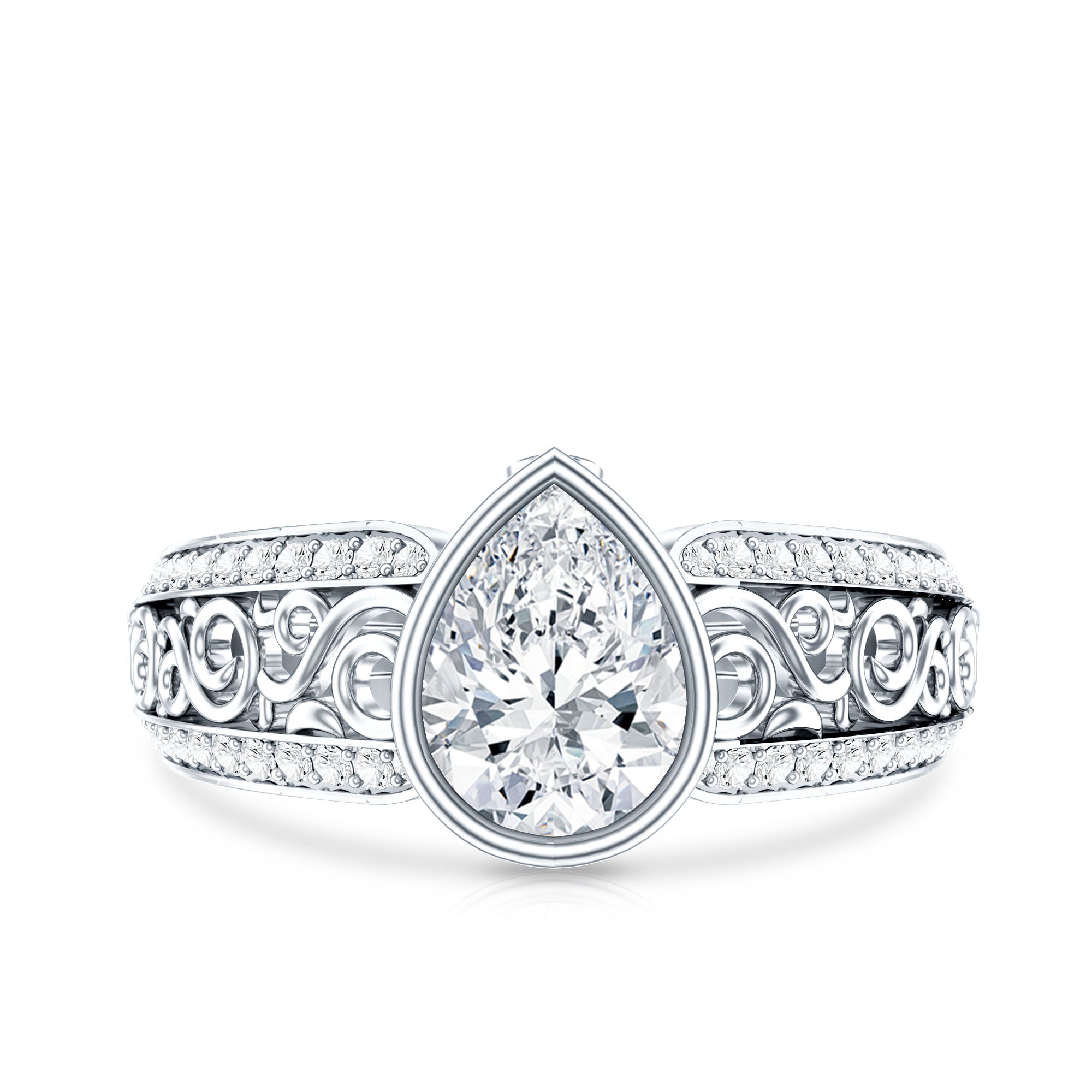 Certified Lab Created Diamond Antique Engagement Ring for Women Lab - ( EF-VS ) - Rosec Jewels