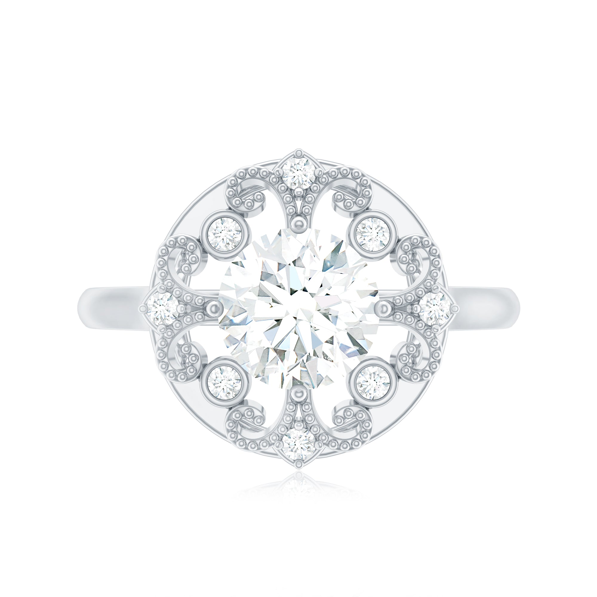 Rosec Jewels-Certified Lab Grown Diamond Beaded Engagement Ring for Women