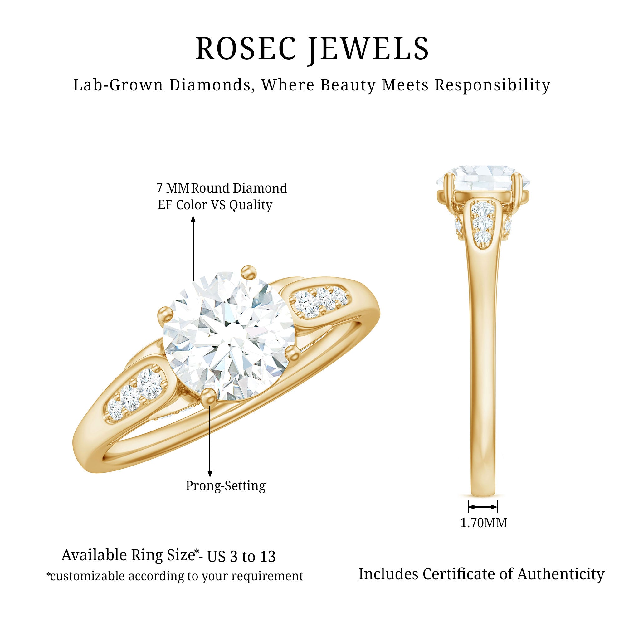 Rosec Jewels-Brilliant Cut Lab Grown Diamond Trending Engagement Ring