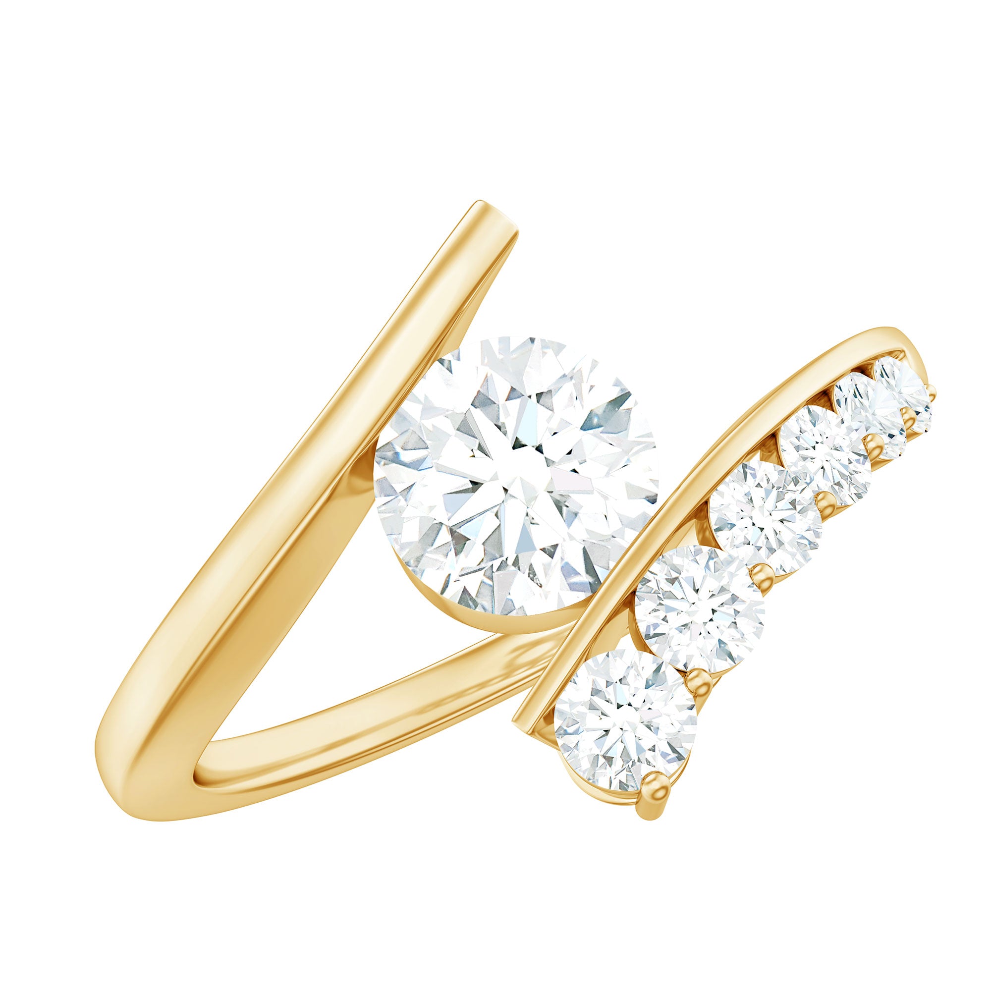 Rosec Jewels-Certified Lab Grown Diamond Bypass Engagement Ring for Women