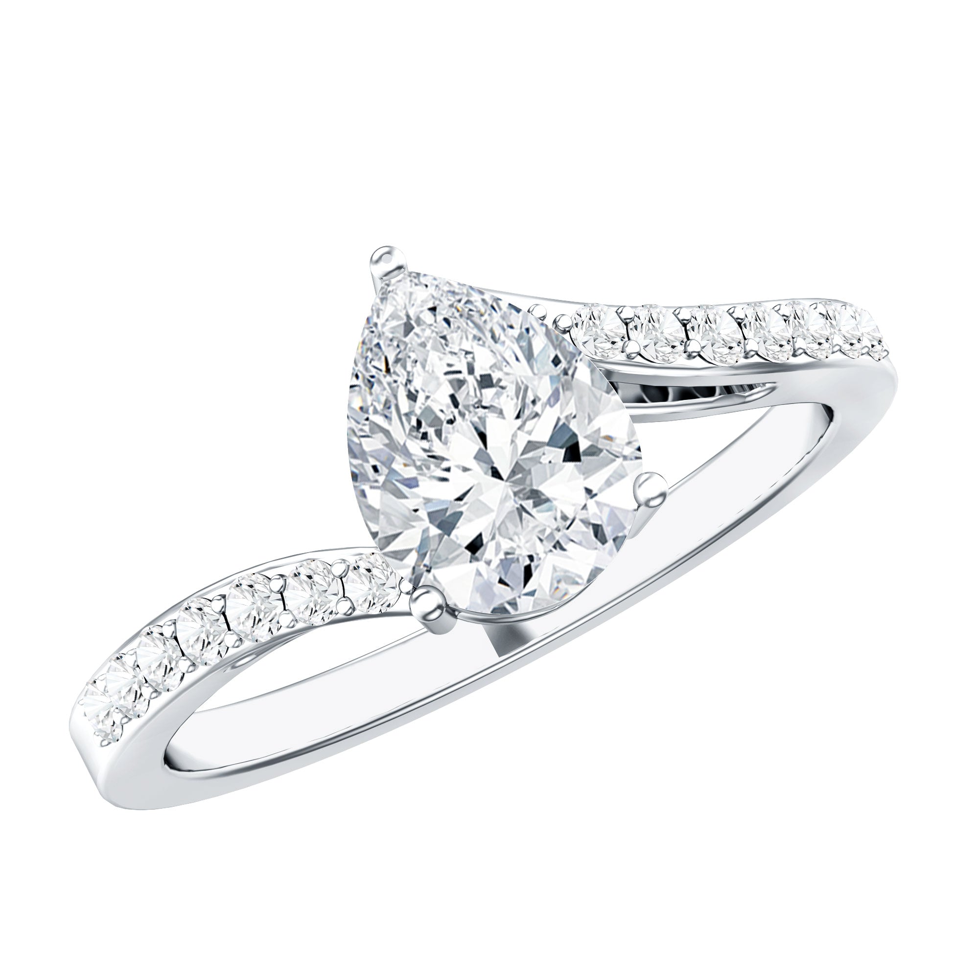 Certified 6X8 MM Pear Cut Lab Created Diamond Teardrop Engagement Ring Lab - ( EF-VS ) - Rosec Jewels