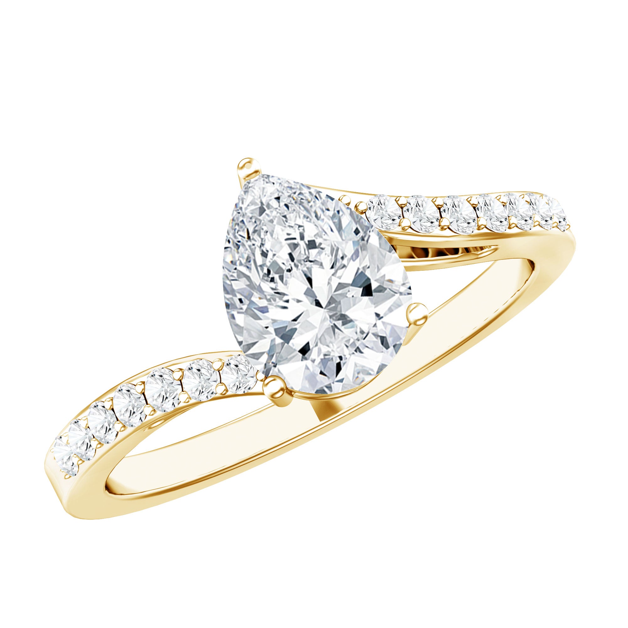 Certified 6X8 MM Pear Cut Lab Created Diamond Teardrop Engagement Ring Lab - ( EF-VS ) - Rosec Jewels