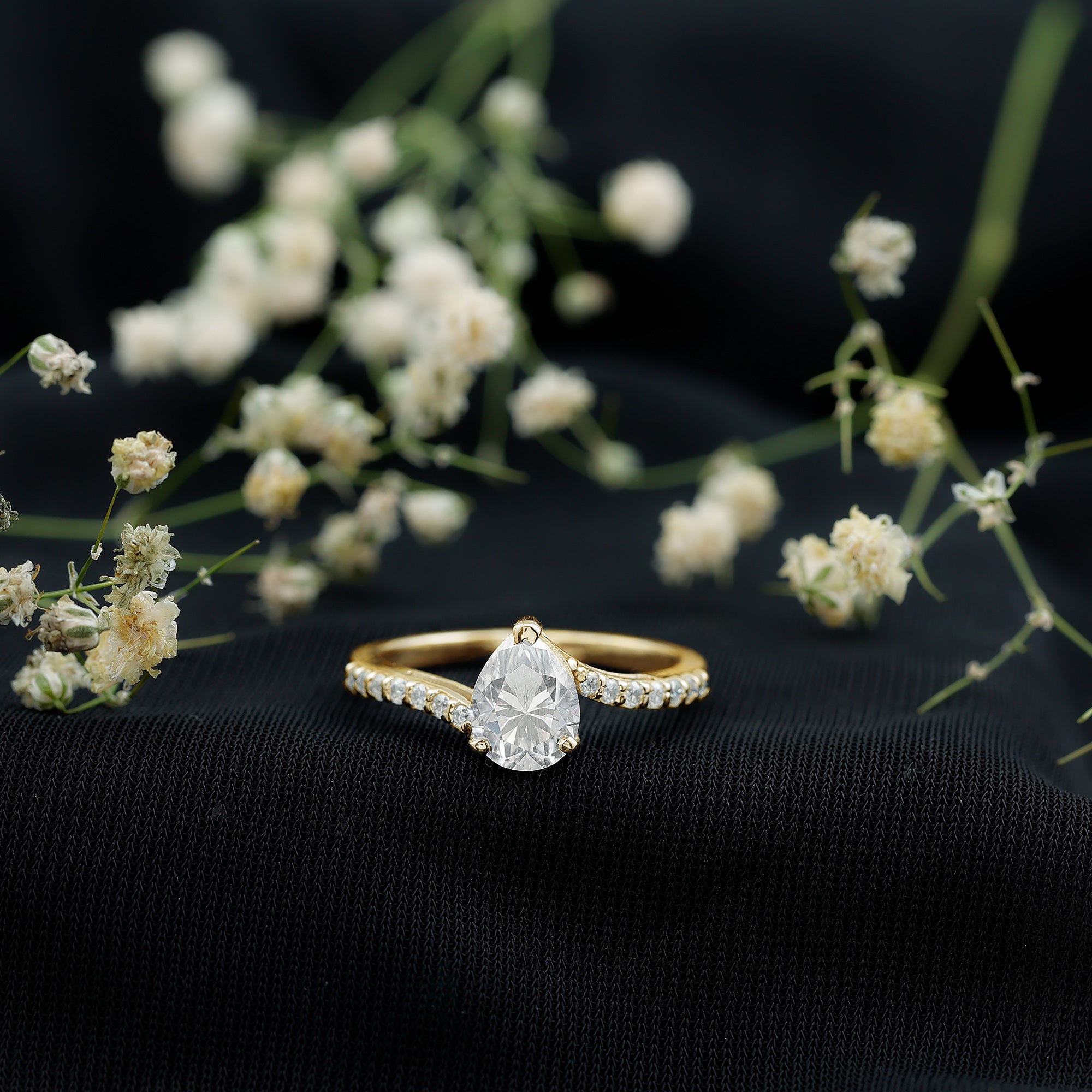 Certified 1.3 Carat Pear Cut Lab Created Diamond Teardrop Engagement Ring Lab - ( EF-VS ) - Rosec Jewels