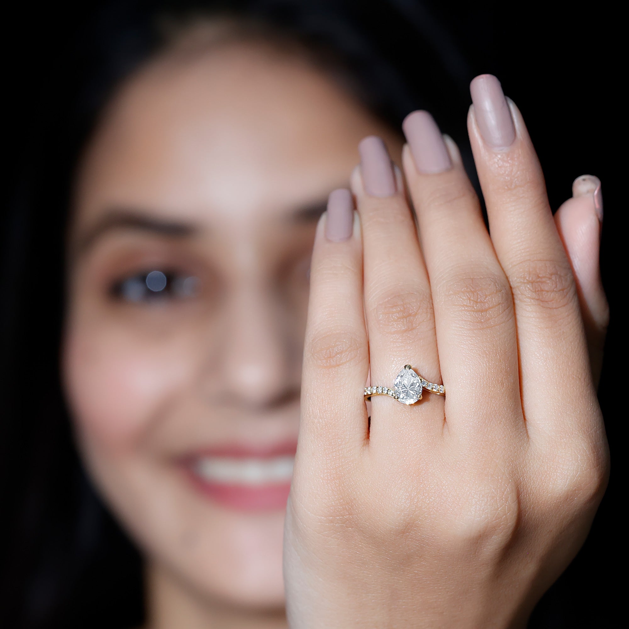 Certified 6X8 MM Pear Cut Lab Created Diamond Teardrop Engagement Ring Lab - ( EF-VS ) - Rosec Jewels