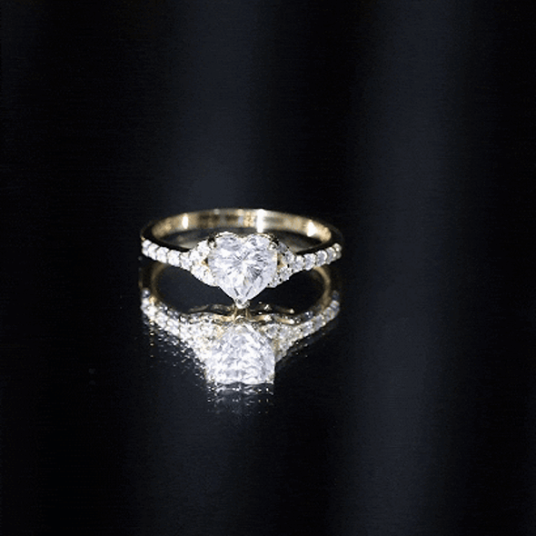 Certified 7mm Diamond Heart Solitaire Ring For Her Lab - ( EF-VS ) - Rosec Jewels