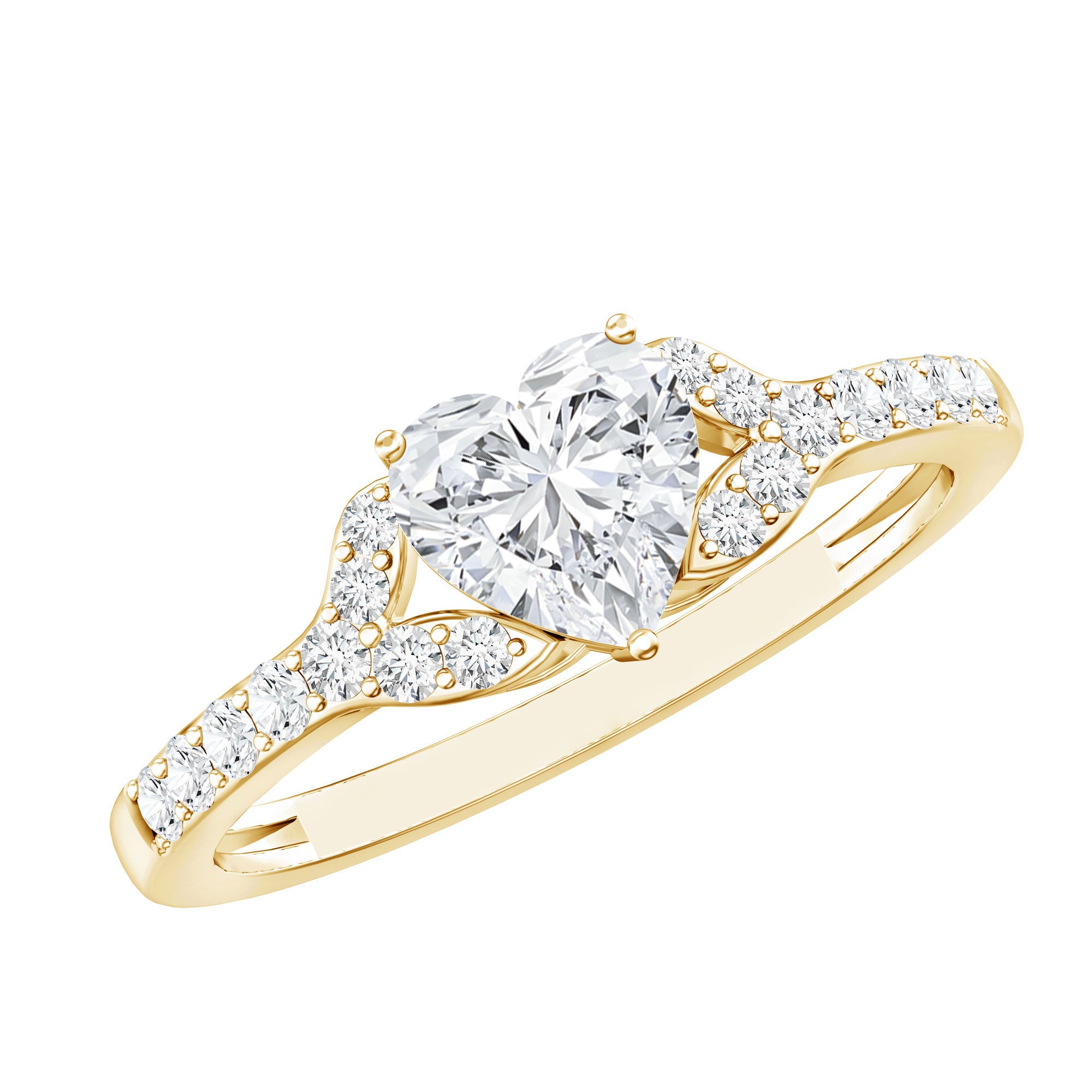 Certified 7mm Diamond Heart Solitaire Ring For Her Lab - ( EF-VS ) - Rosec Jewels