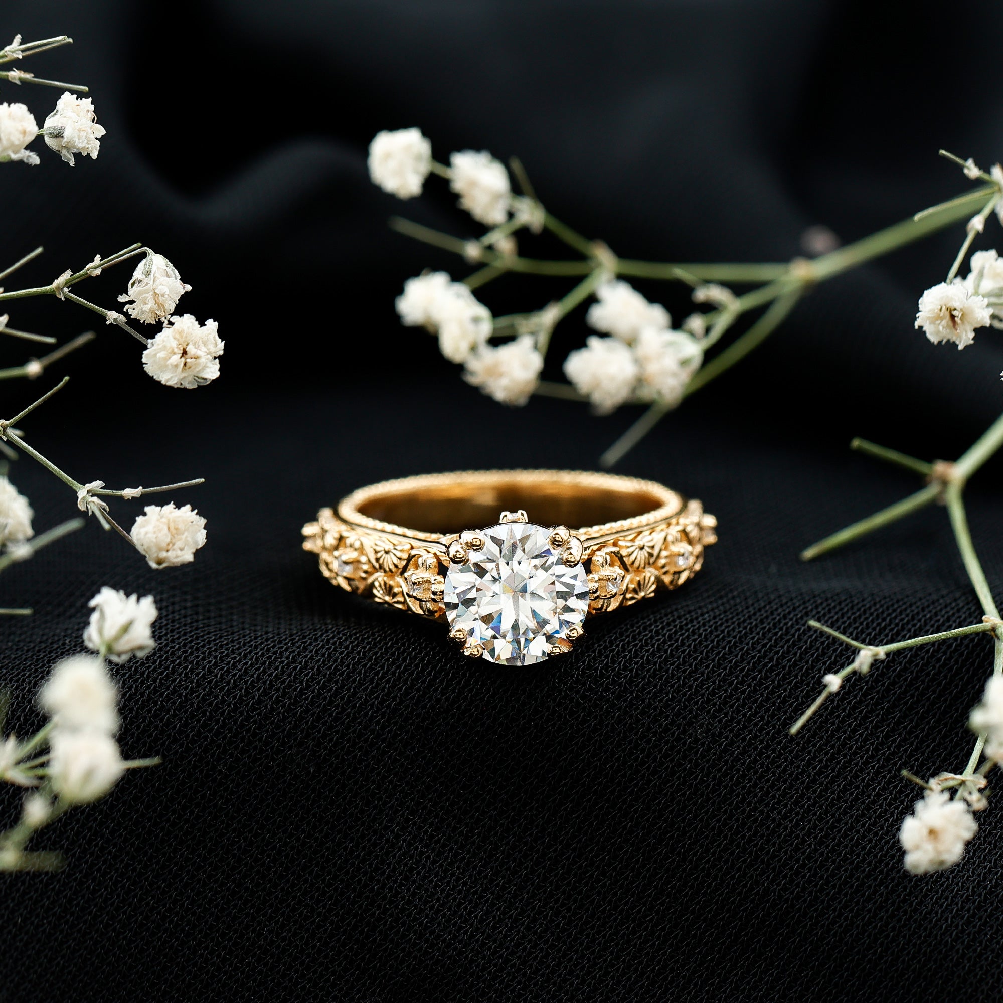 Lab Grown Diamond Antique Looking Engagement Ring Lab - ( EF-VS ) - Rosec Jewels