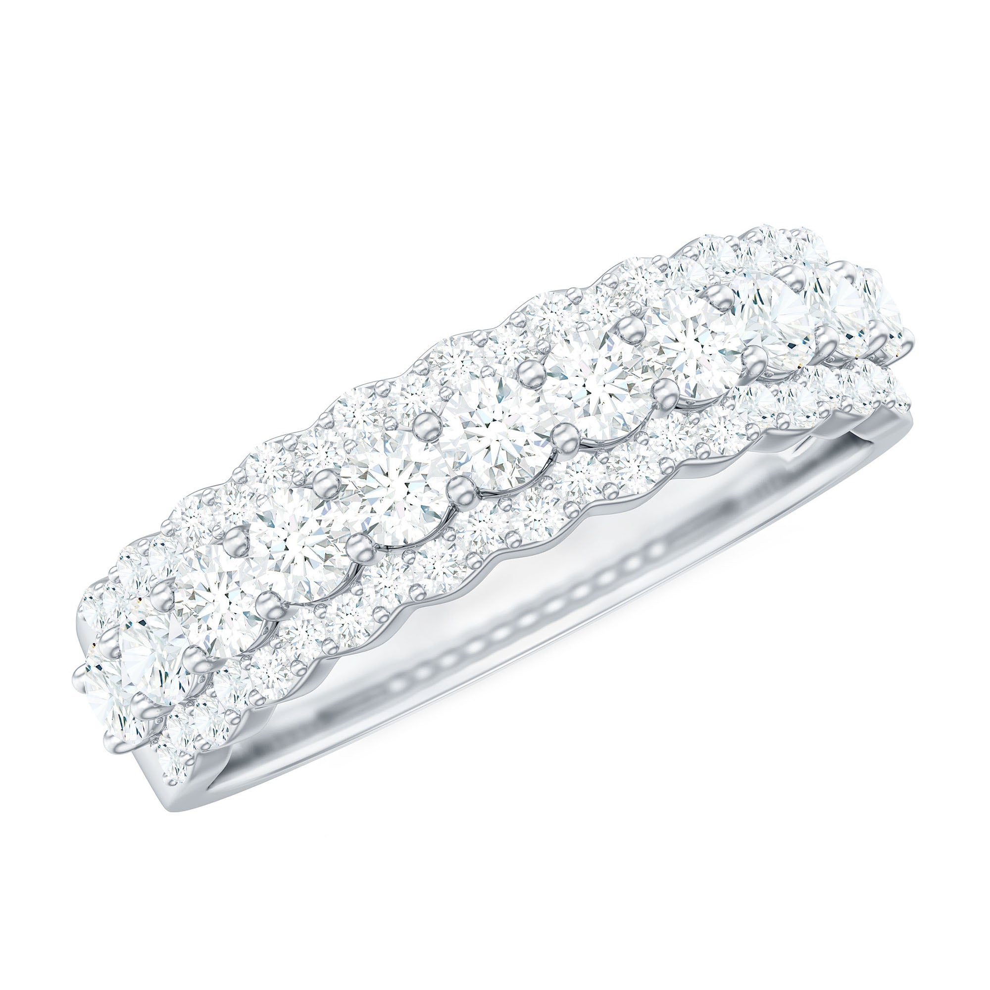 Certified Diamond Half Eternity Anniversary Ring Lab - ( EF-VS ) - Rosec Jewels