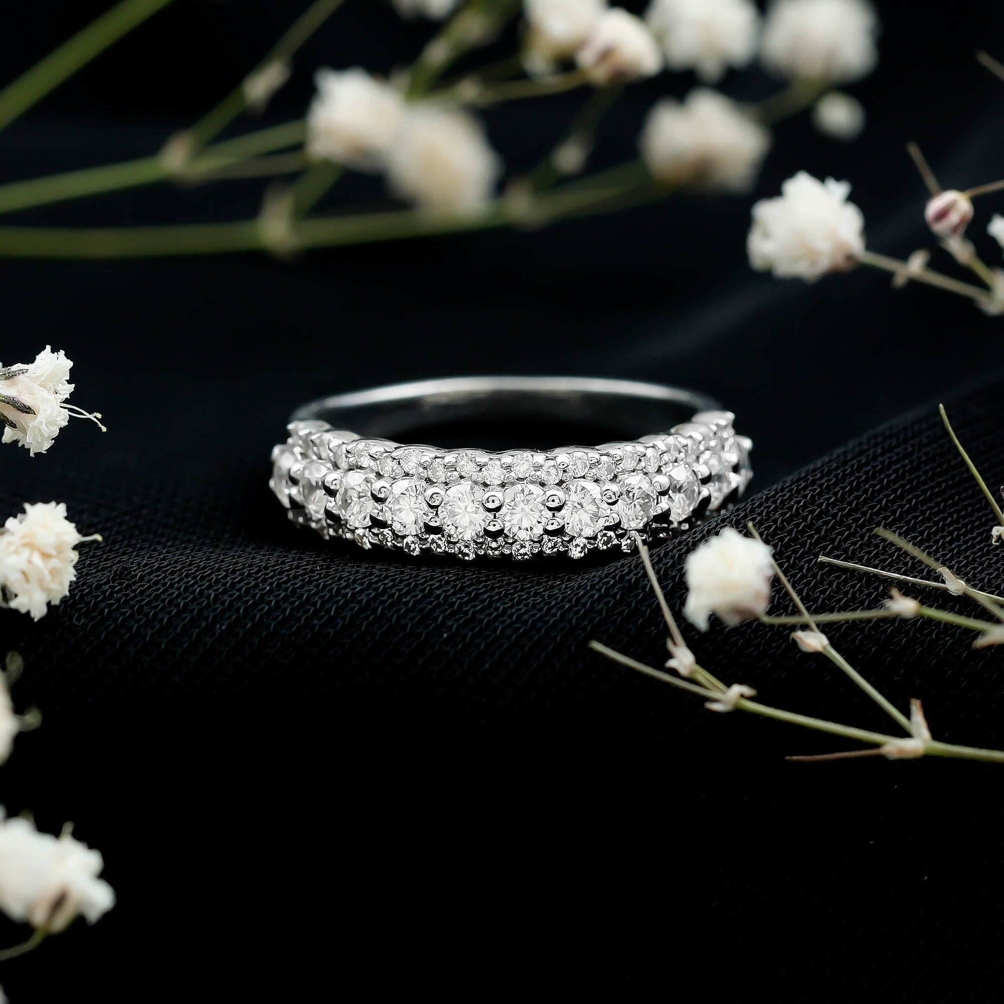 Certified Diamond Half Eternity Anniversary Ring Lab - ( EF-VS ) - Rosec Jewels