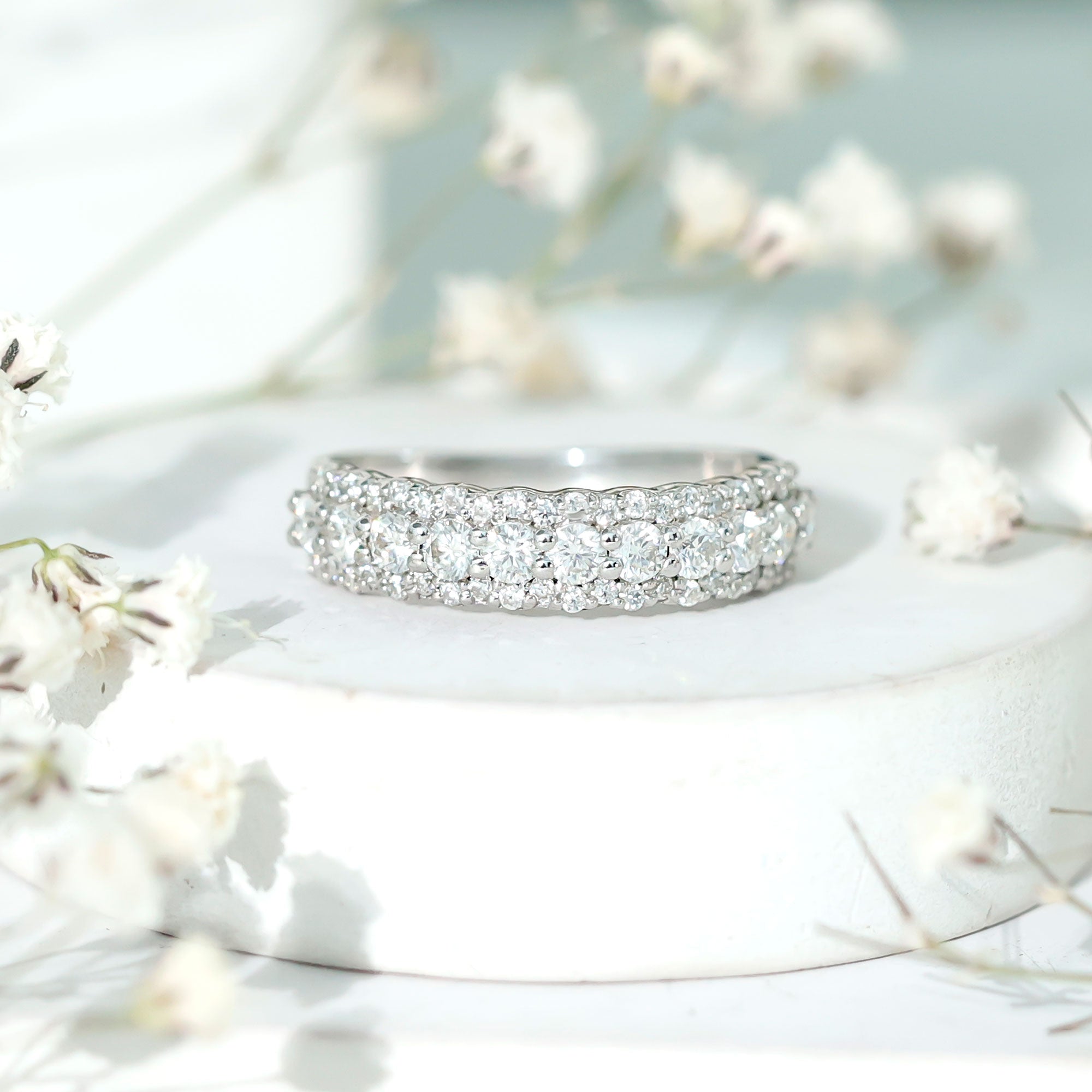 Certified Diamond Half Eternity Anniversary Ring Lab - ( EF-VS ) - Rosec Jewels