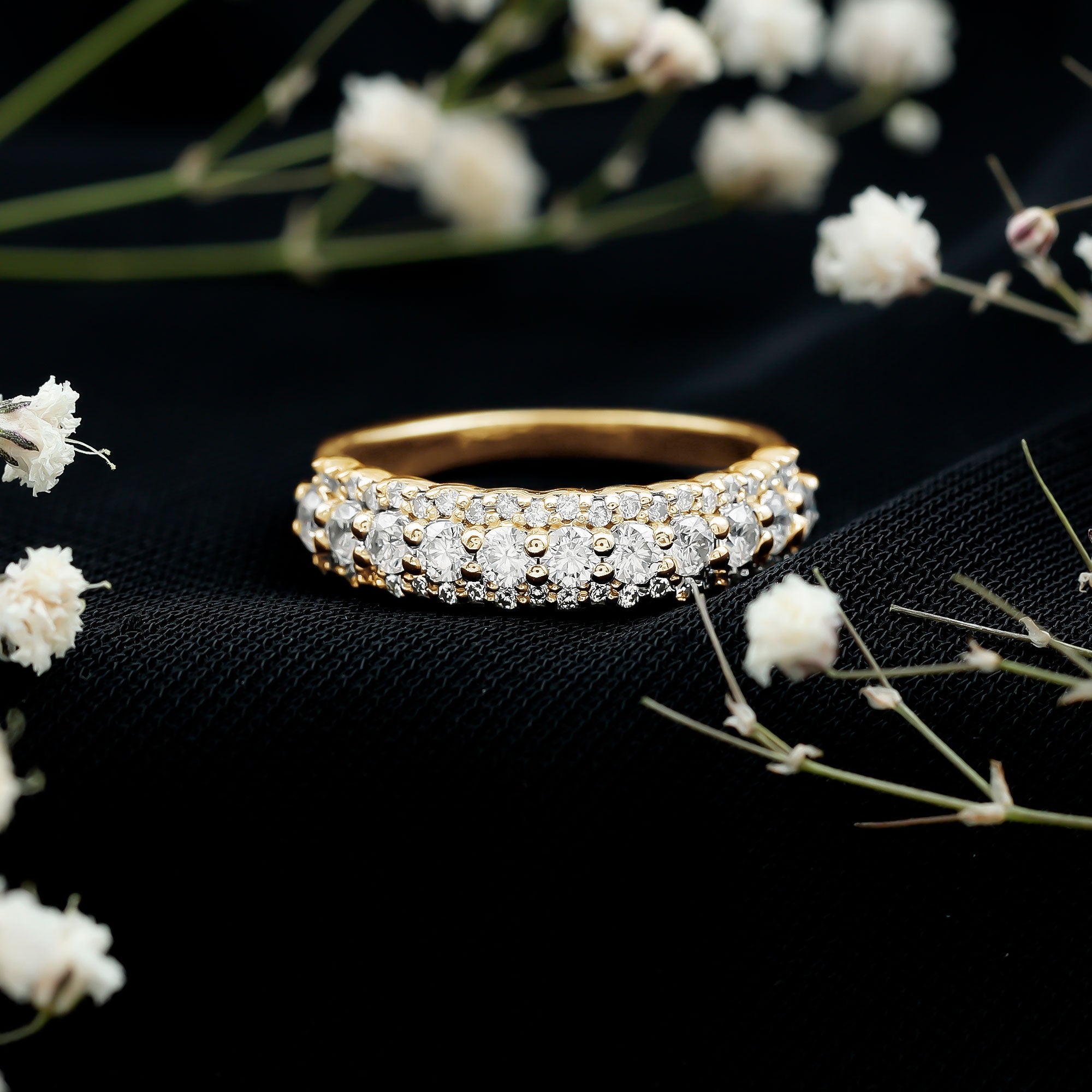 Certified Diamond Half Eternity Anniversary Ring Lab - ( EF-VS ) - Rosec Jewels