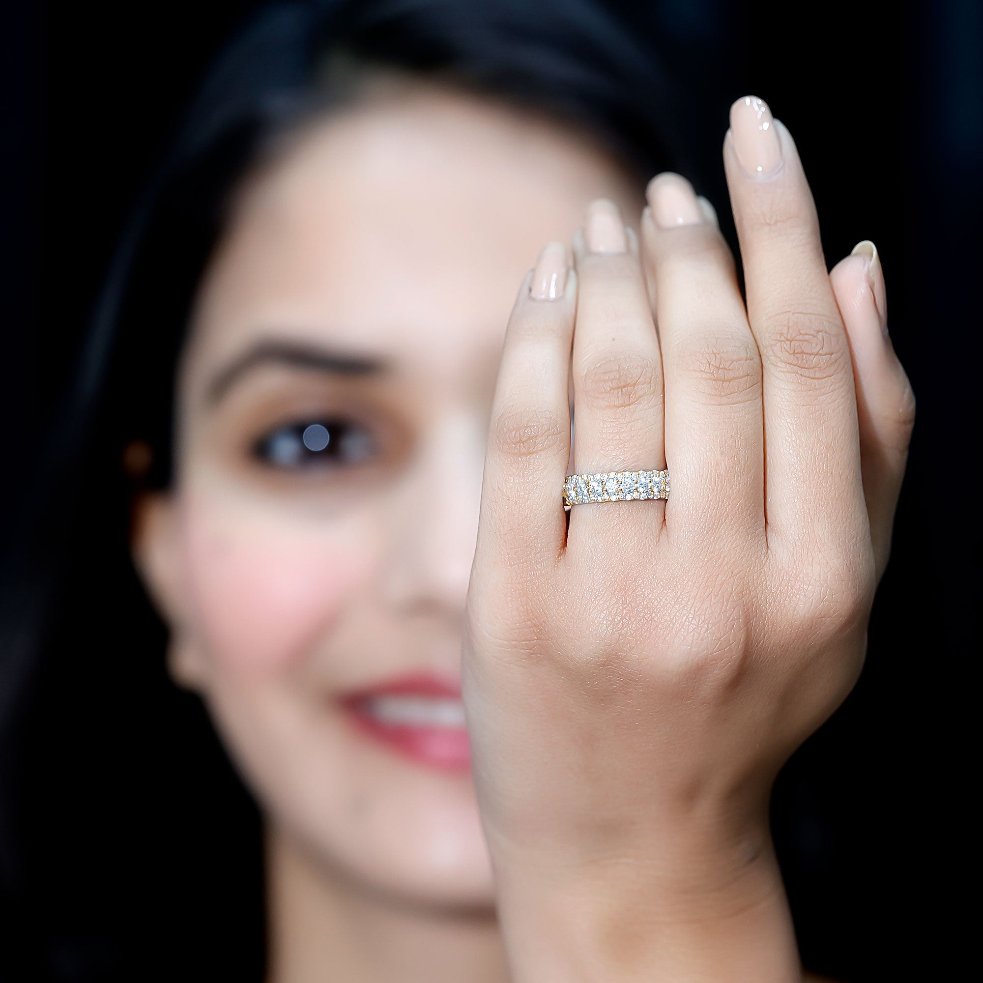 Certified Diamond Half Eternity Anniversary Ring Lab - ( EF-VS ) - Rosec Jewels