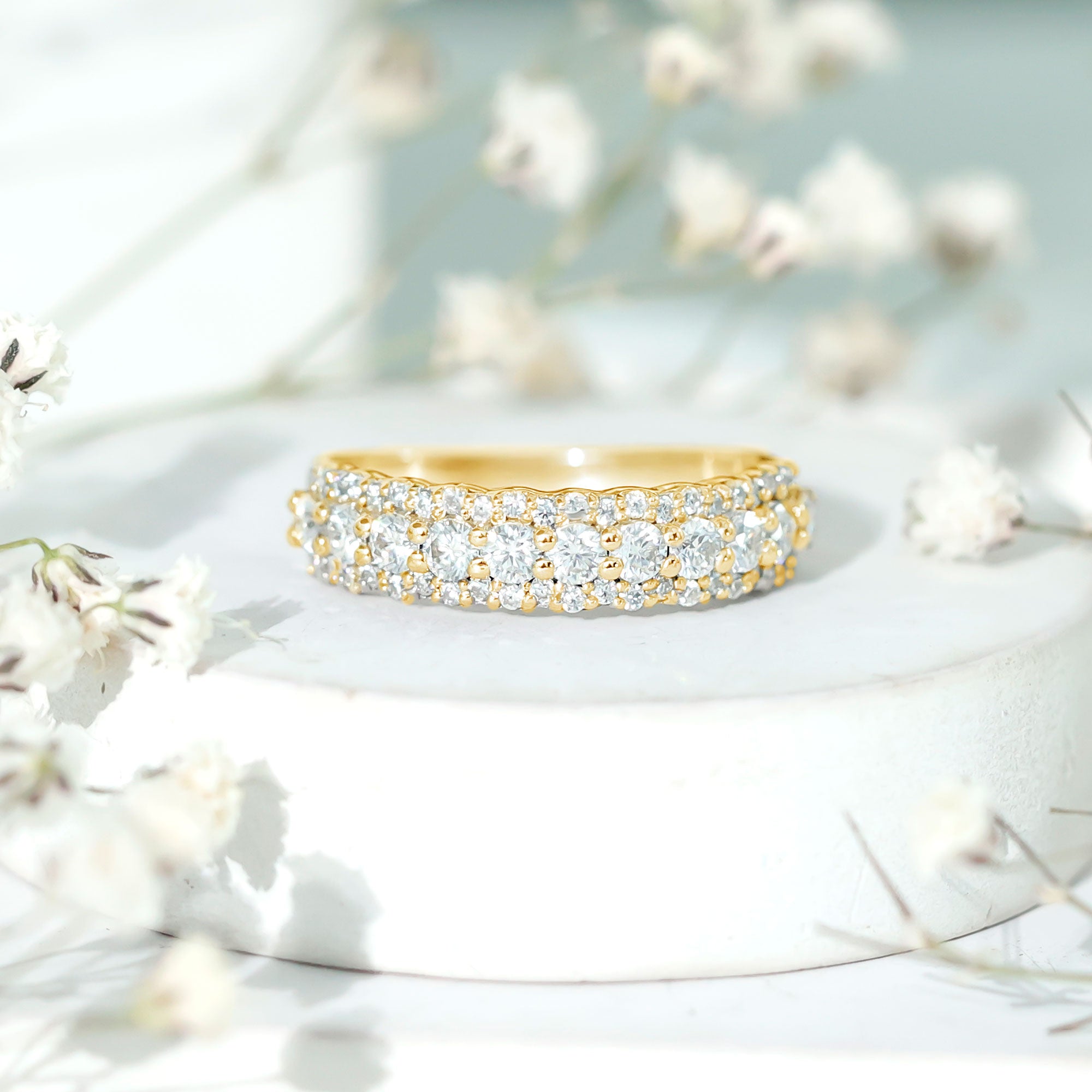 Certified Diamond Half Eternity Anniversary Ring Lab - ( EF-VS ) - Rosec Jewels