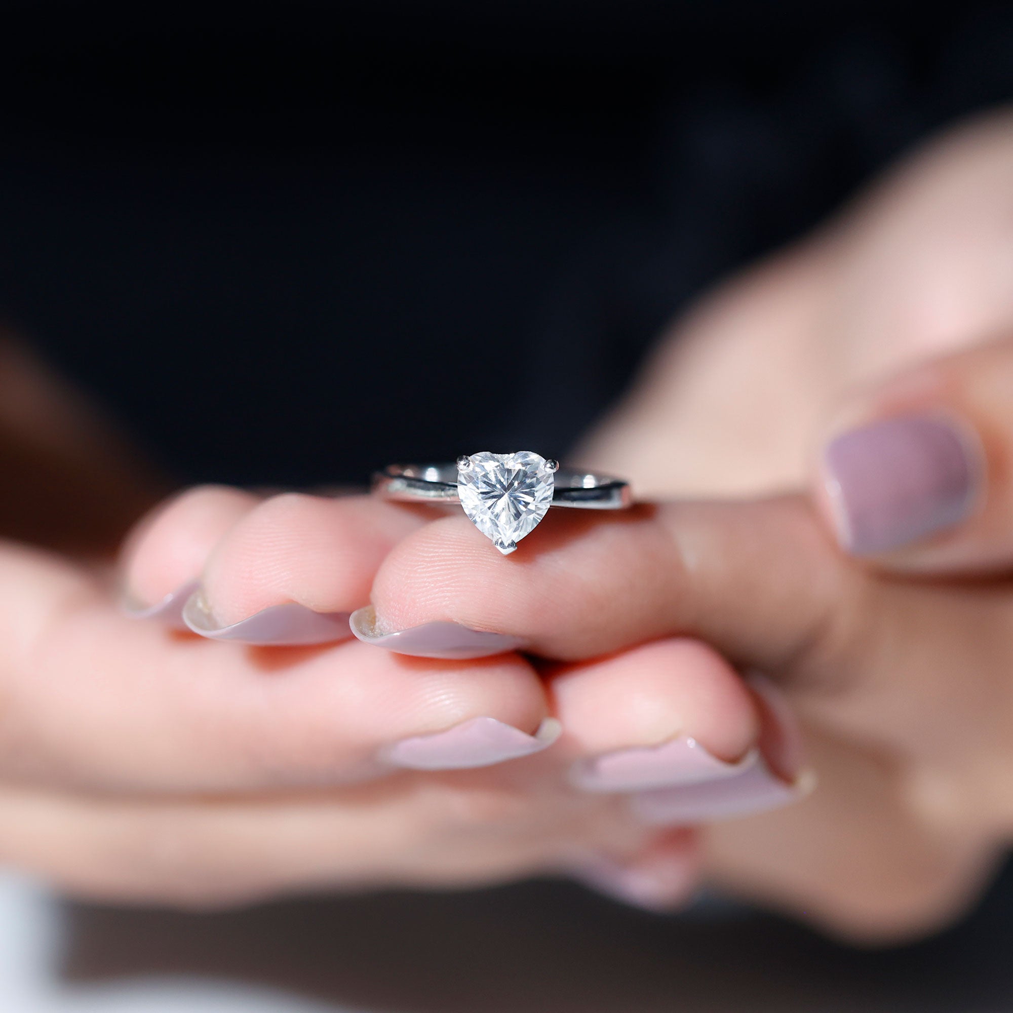 Rosec Jewels-1 Carat Diamond Heart Ring For Women