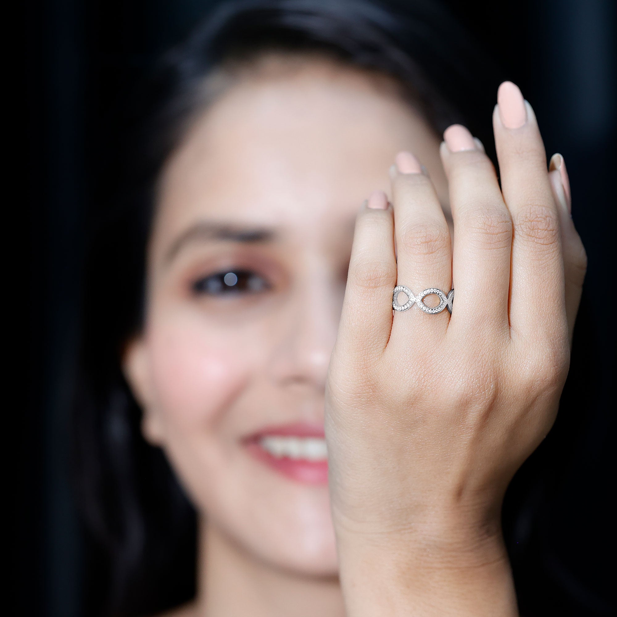 Rosec Jewels-Lab Created Diamond Infinity Band Ring for Women