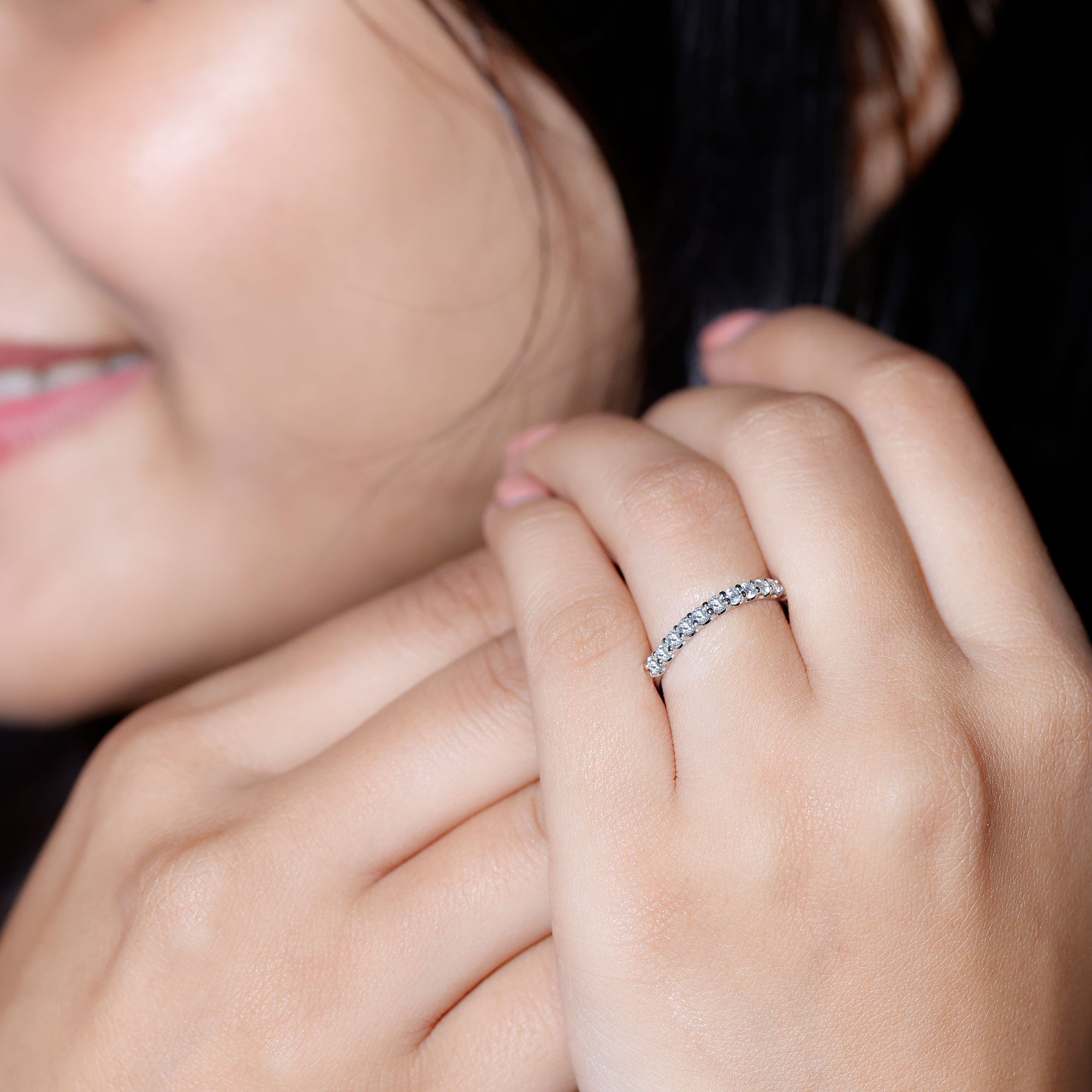 Lab Grown Diamond Eternity Stackable Ring Lab - ( EF-VS ) - Rosec Jewels