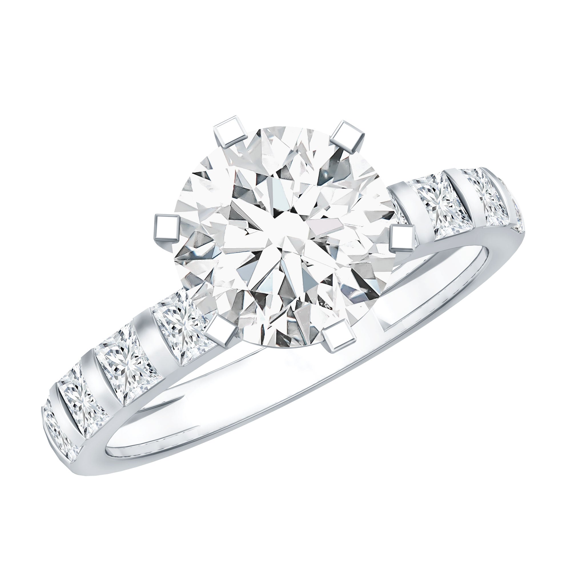 Certified Lab Diamond 8 mm Round Engagement Ring With 6 Prong Lab - ( EF-VS ) - Rosec Jewels