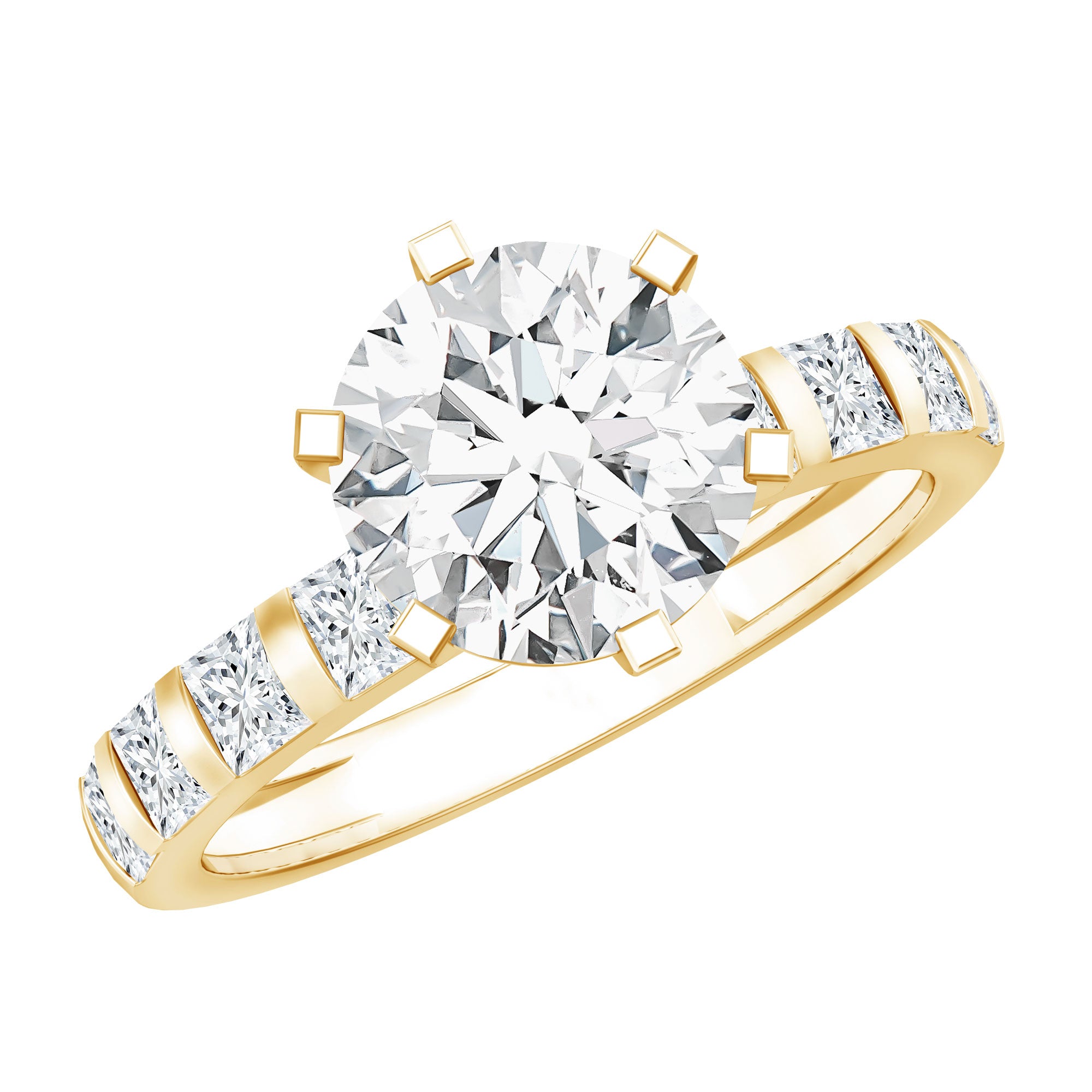 Certified Lab Diamond 8 mm Round Engagement Ring With 6 Prong Lab - ( EF-VS ) - Rosec Jewels