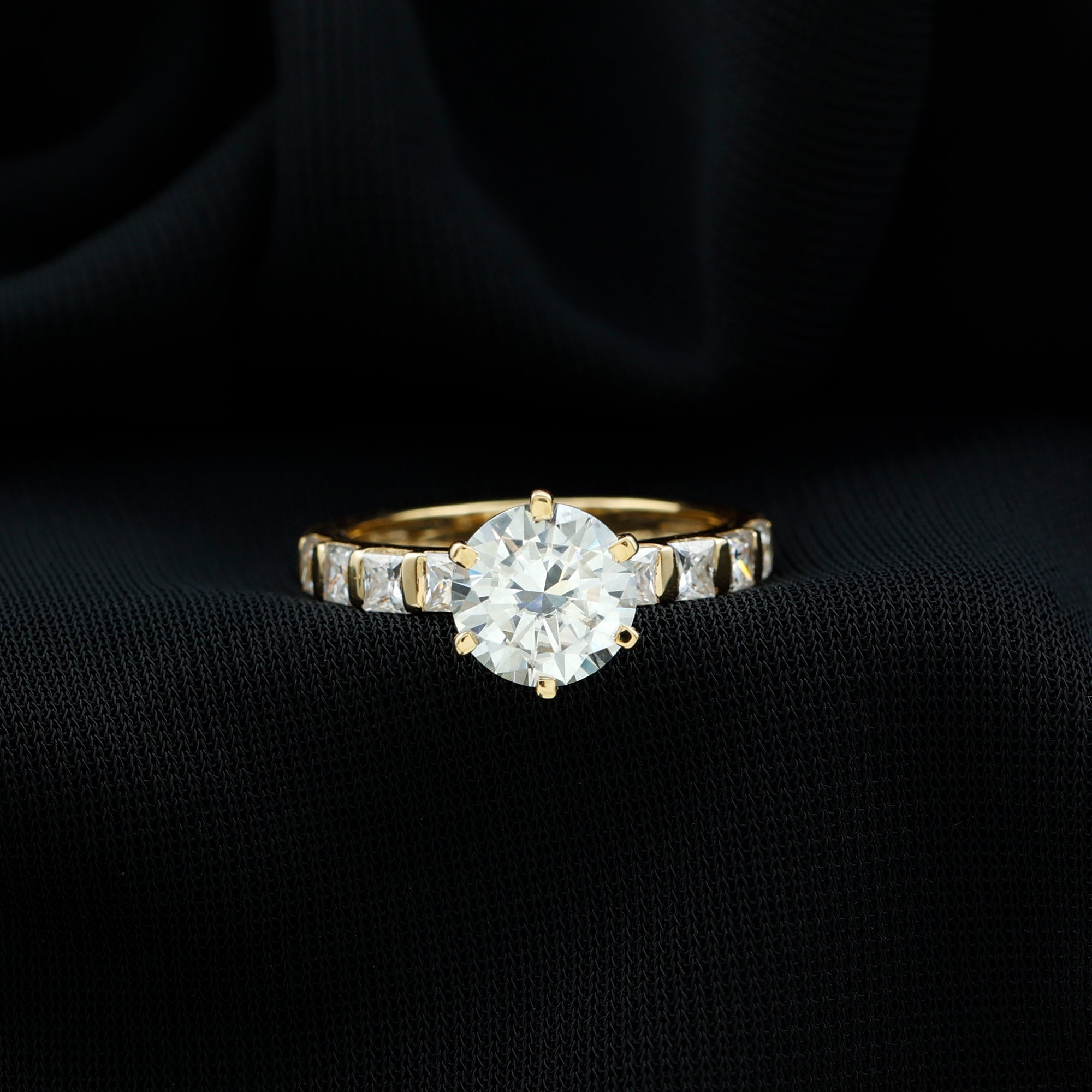 Certified Lab Diamond 8 mm Round Engagement Ring With 6 Prong Lab - ( EF-VS ) - Rosec Jewels